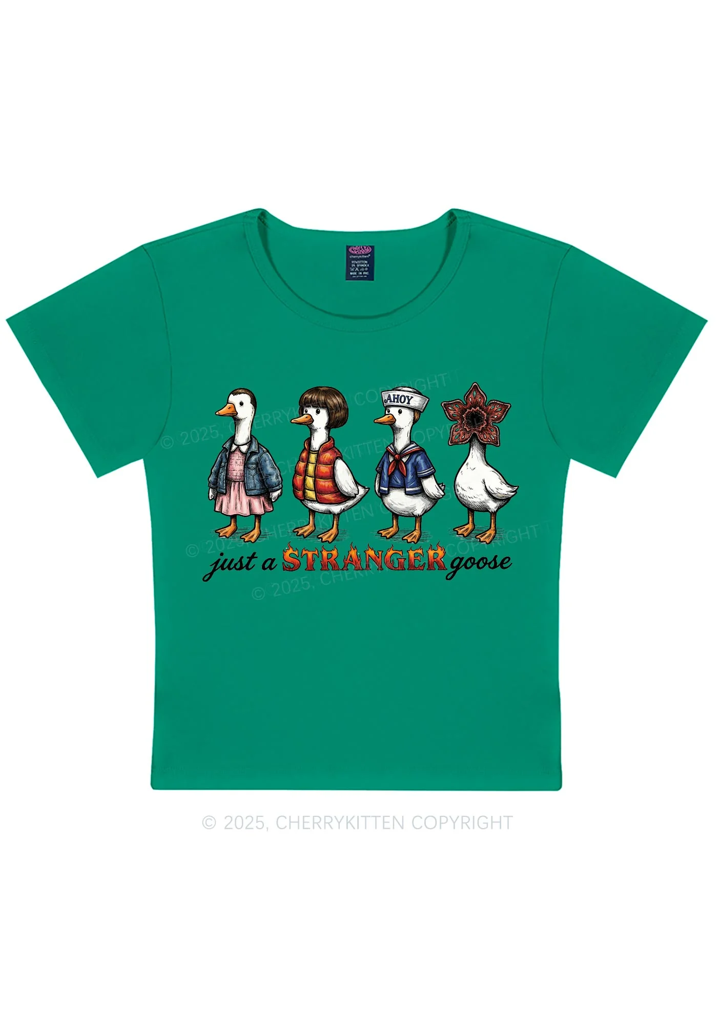 Just A Stranger Goose Y2K Baby Tee Cherrykitten - Image 10