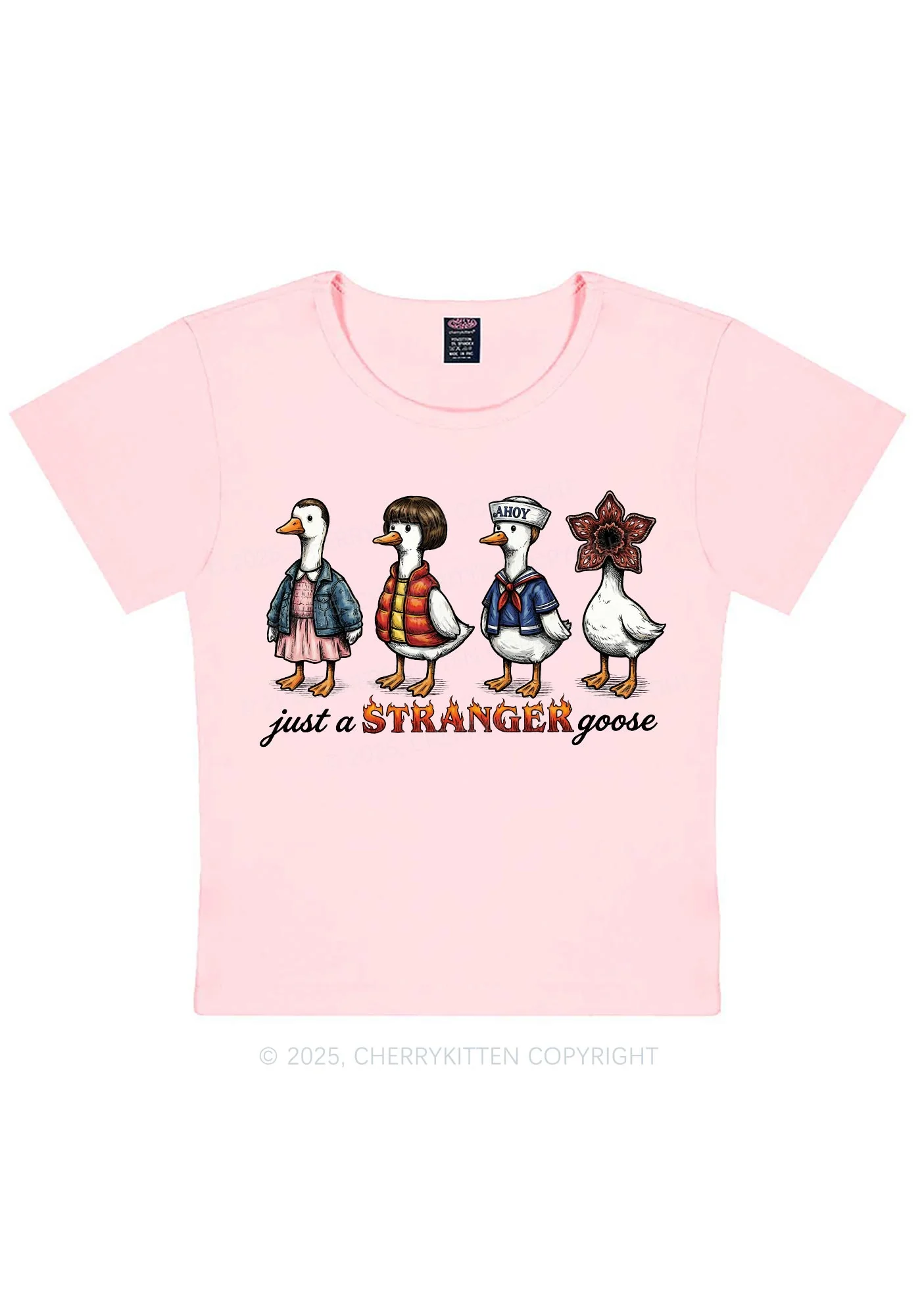 Just A Stranger Goose Y2K Baby Tee Cherrykitten - Image 11