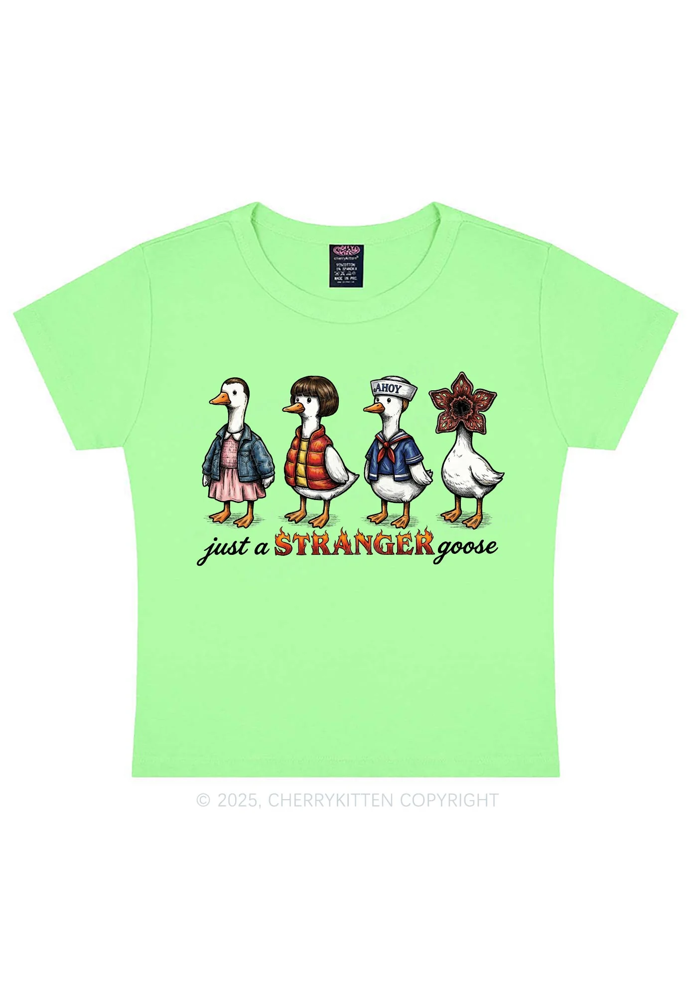 Just A Stranger Goose Y2K Baby Tee Cherrykitten - Image 12