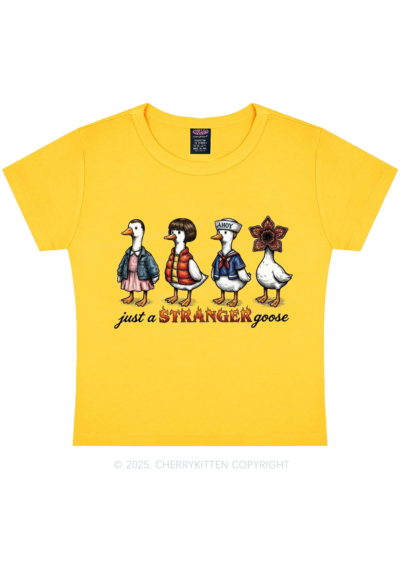 Just A Stranger Goose Y2K Baby Tee Cherrykitten - Image 4