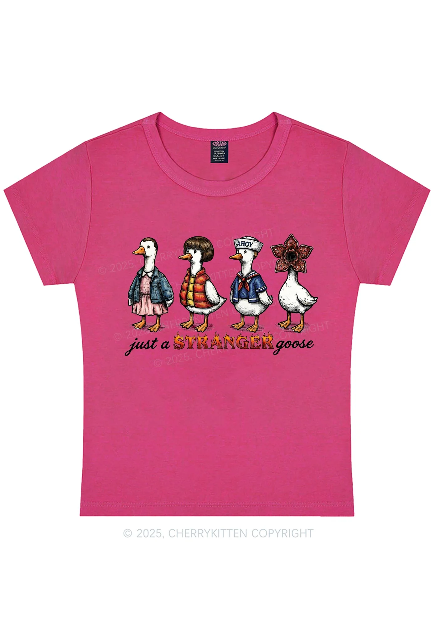 Just A Stranger Goose Y2K Baby Tee Cherrykitten - Image 5
