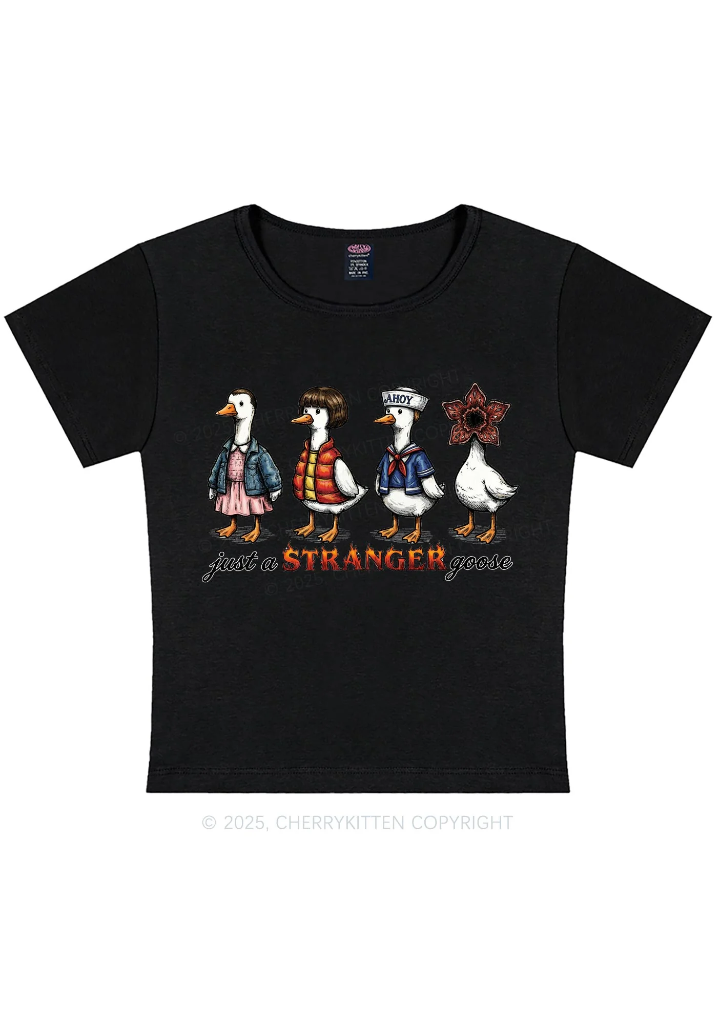 Just A Stranger Goose Y2K Baby Tee Cherrykitten - Image 6