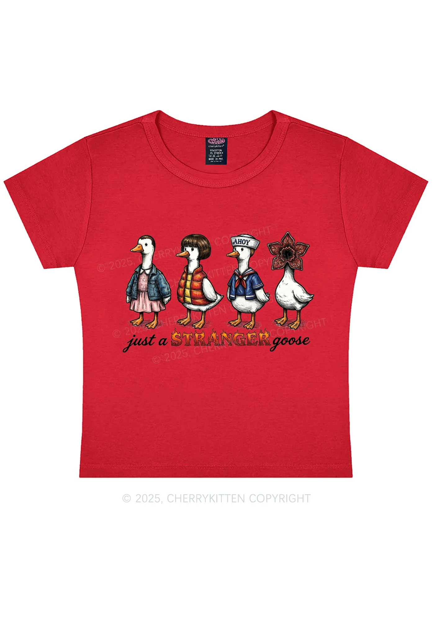 Just A Stranger Goose Y2K Baby Tee Cherrykitten - Image 7