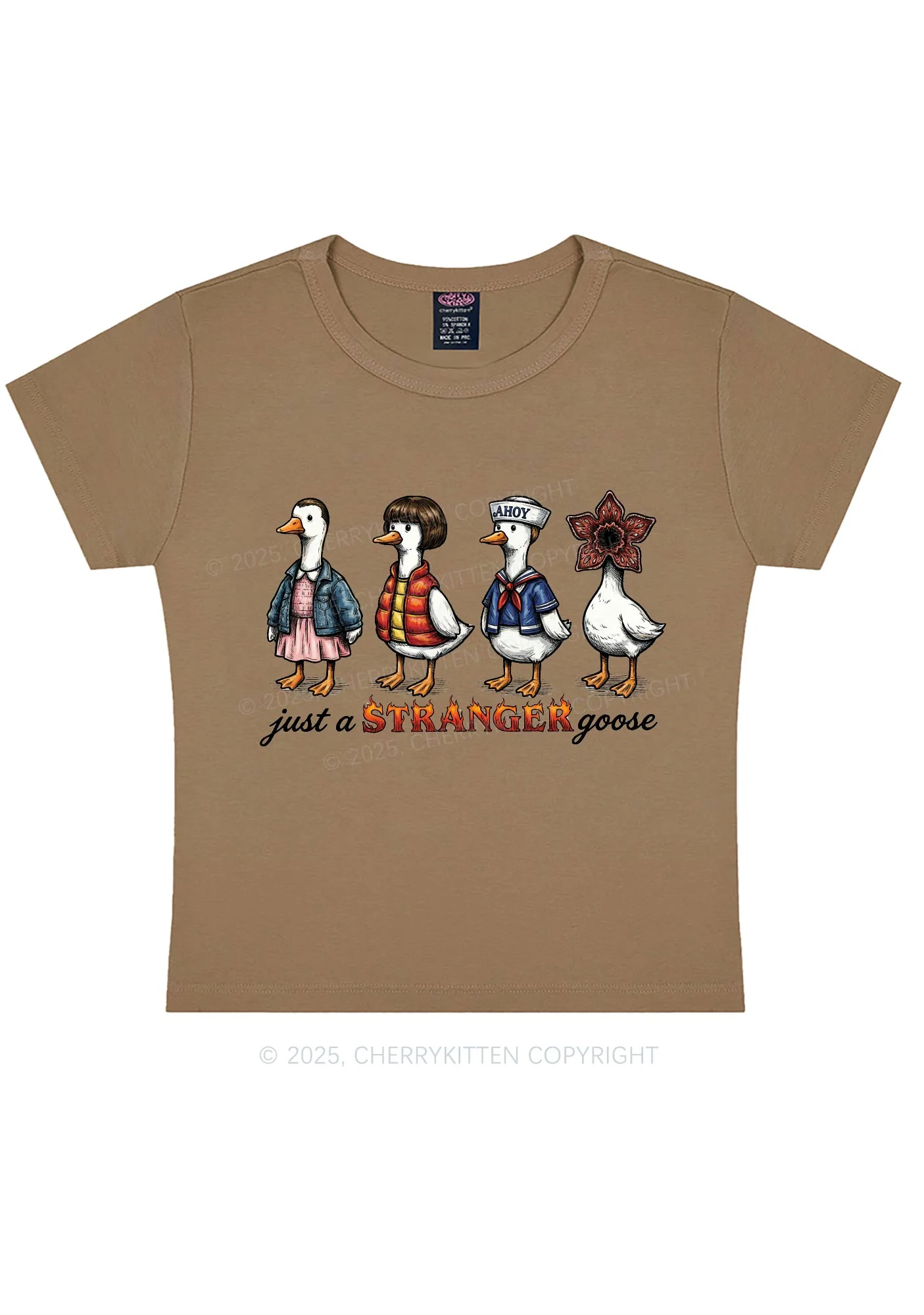 Just A Stranger Goose Y2K Baby Tee Cherrykitten - Image 9