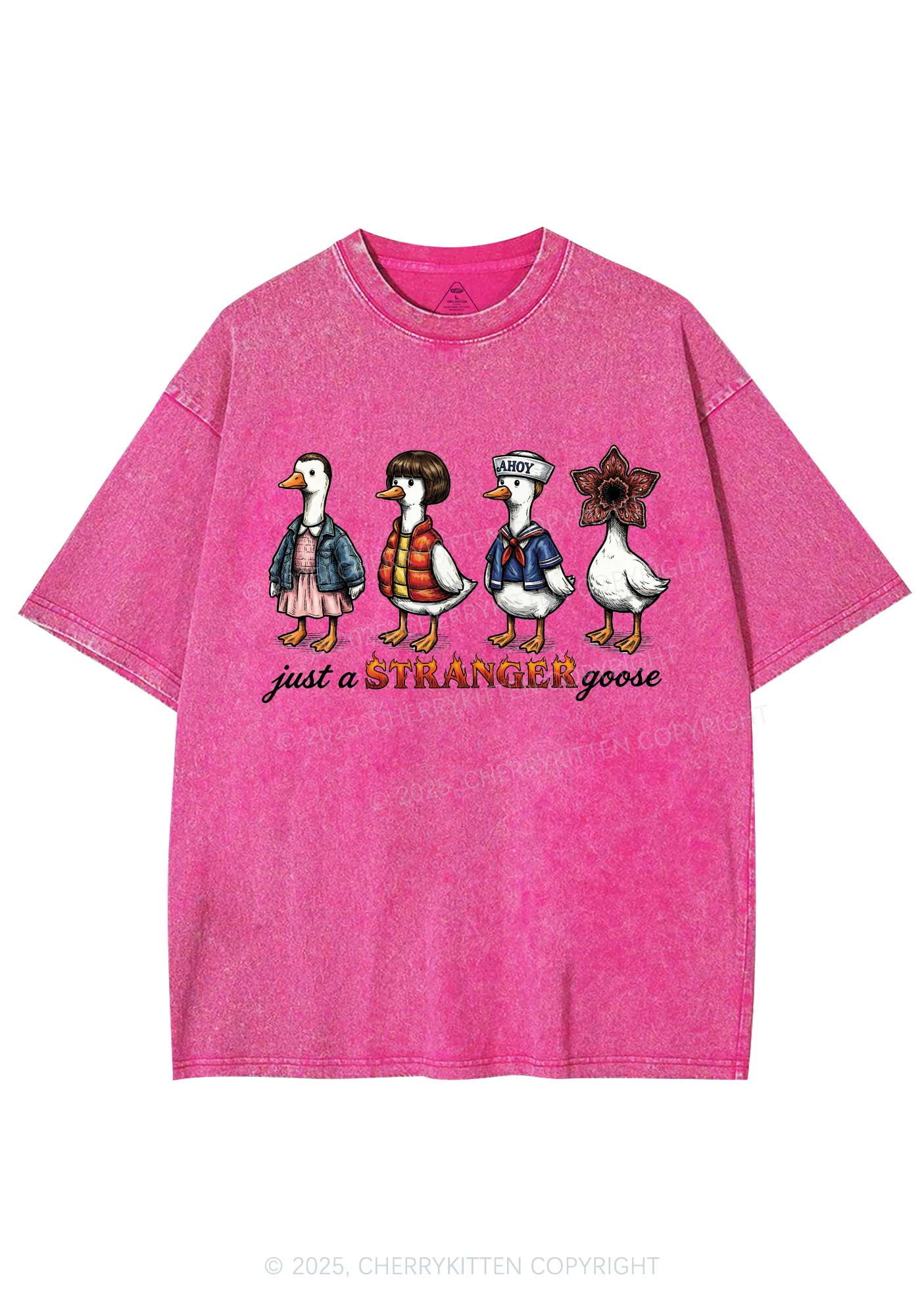 Just A Stranger Goose Y2K Shirts Washed Tee Cherrykitten - Image 3