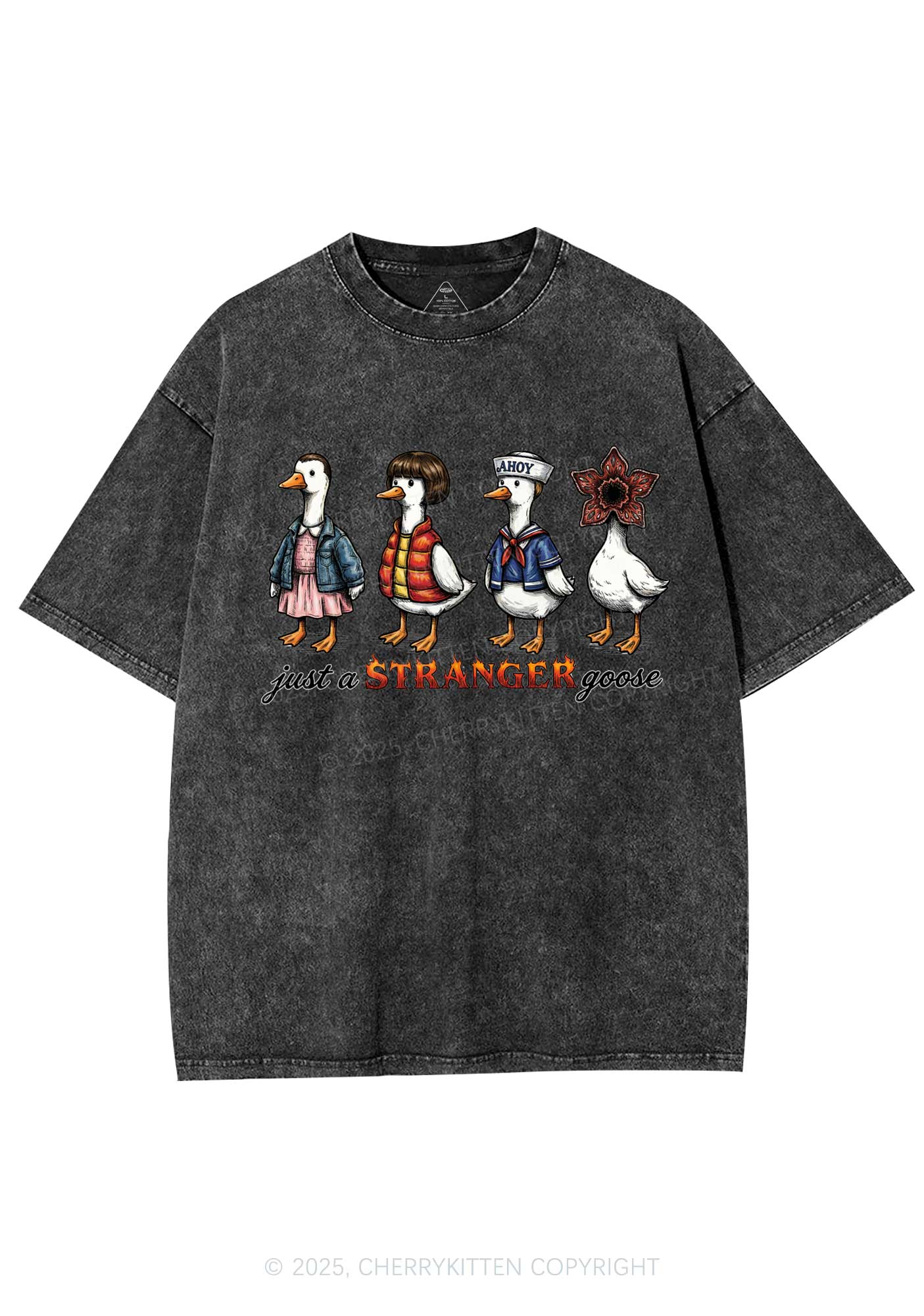 Just A Stranger Goose Y2K Shirts Washed Tee Cherrykitten - Image 4