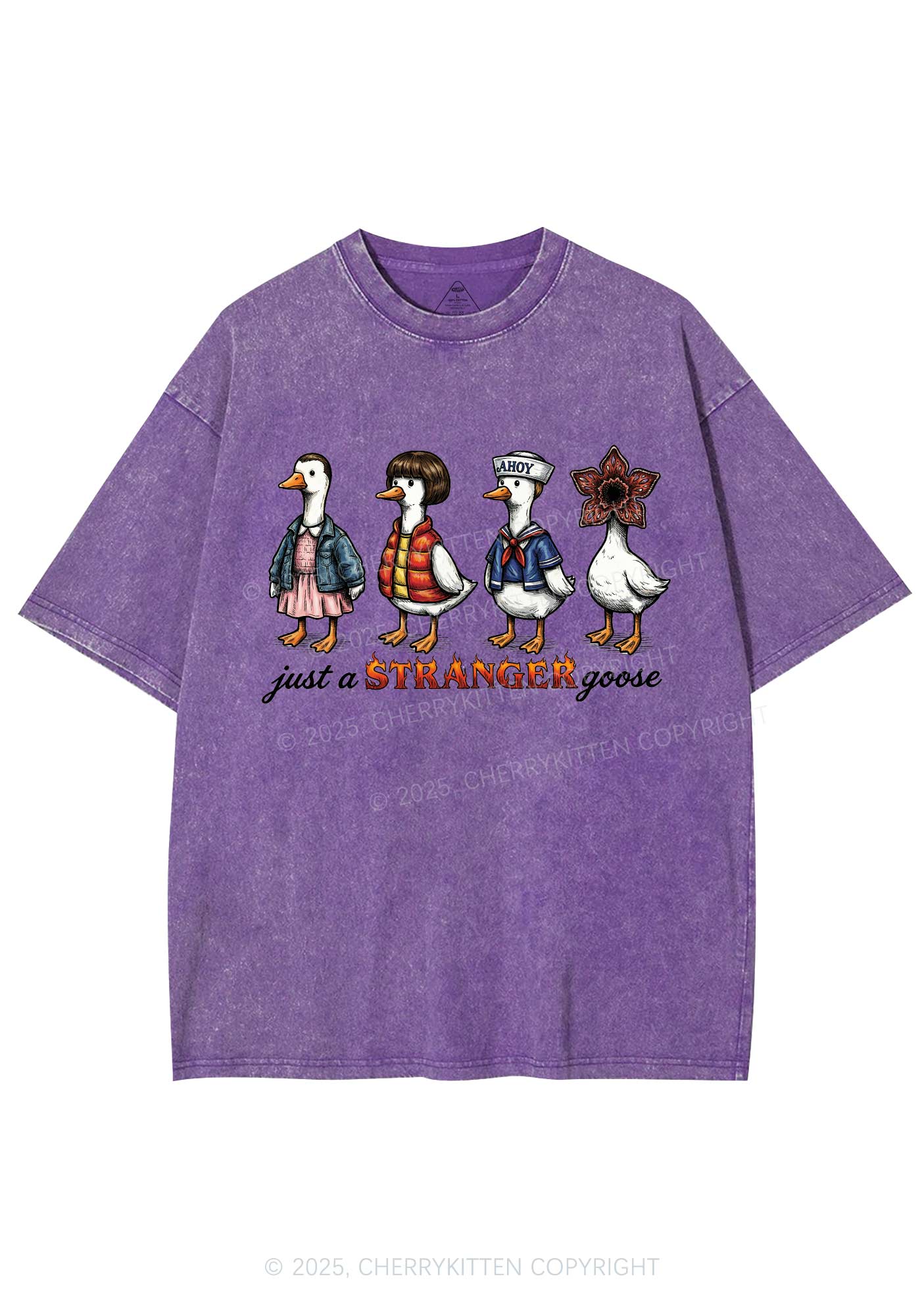 Just A Stranger Goose Y2K Shirts Washed Tee Cherrykitten - Image 5