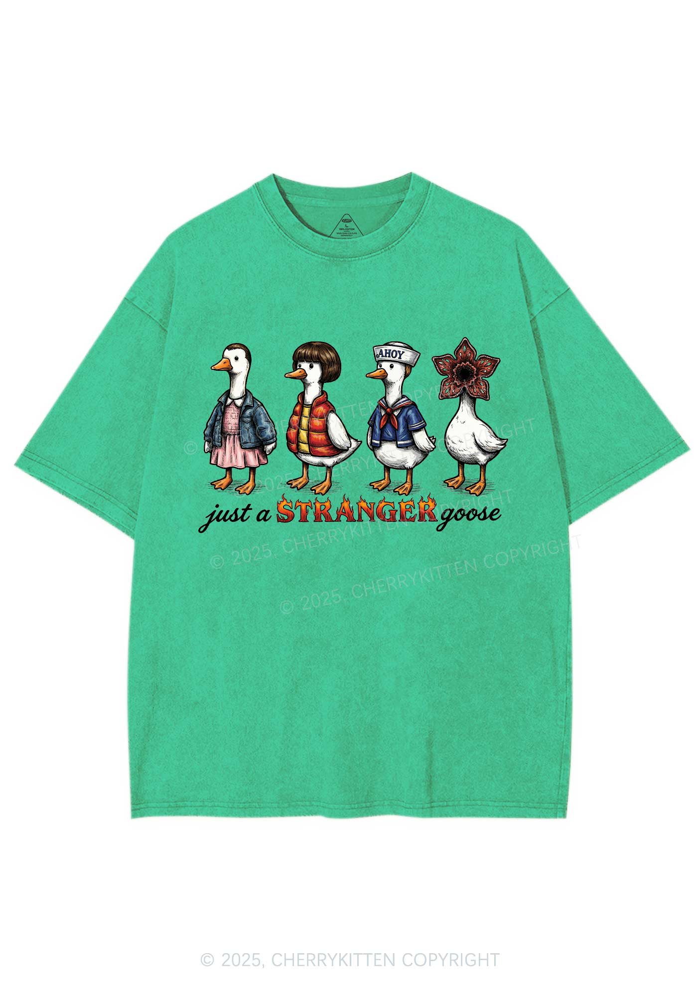 Just A Stranger Goose Y2K Shirts Washed Tee Cherrykitten - Image 6