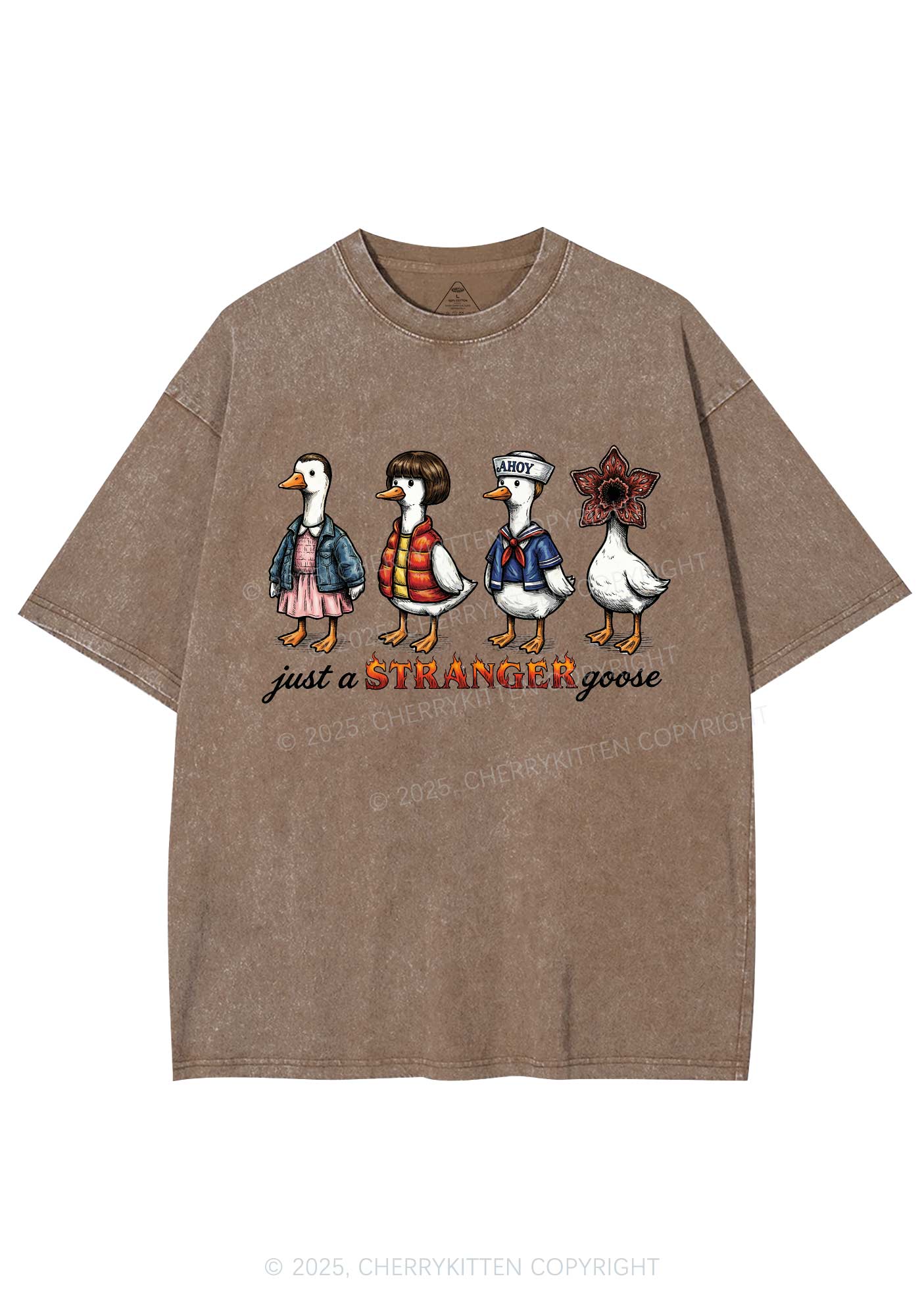 Just A Stranger Goose Y2K Shirts Washed Tee Cherrykitten - Image 7