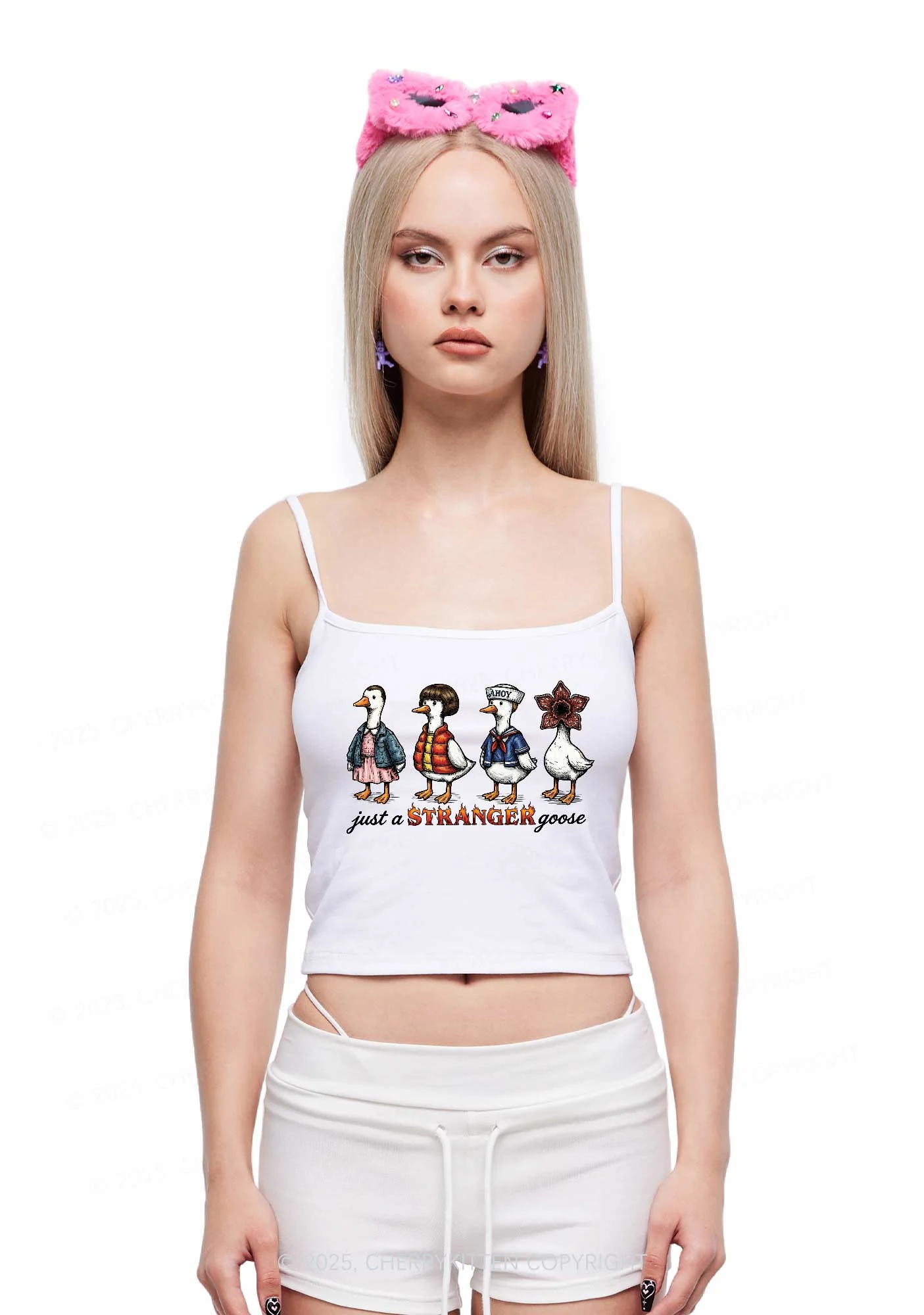 Just A Stranger Goose Y2K Spaghetti Strap Cami Cherrykitten - Image 2