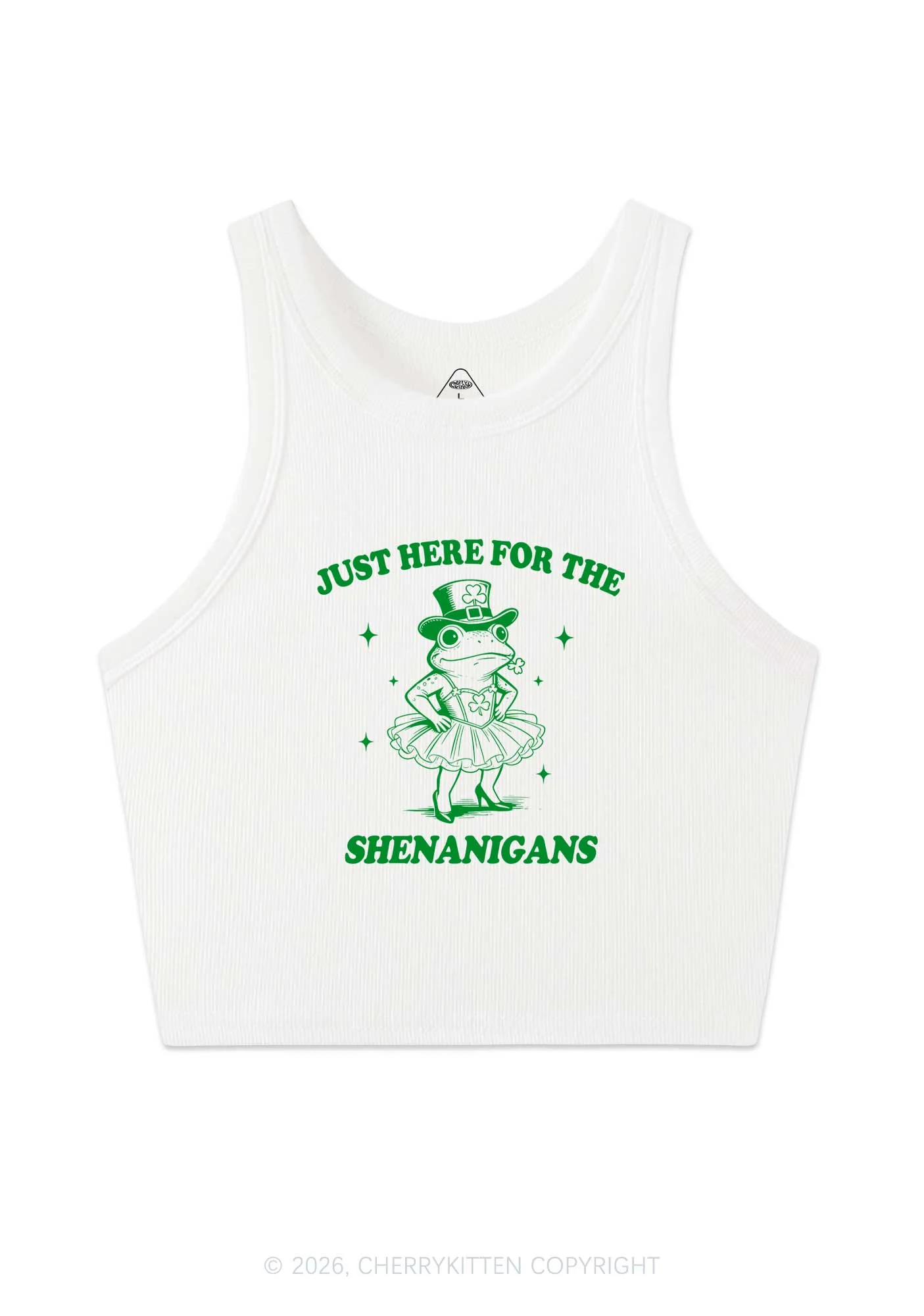 Just Here For The Shenanigans St Patricks Y2K Crop Tank Top Cherrykitten - Image 3