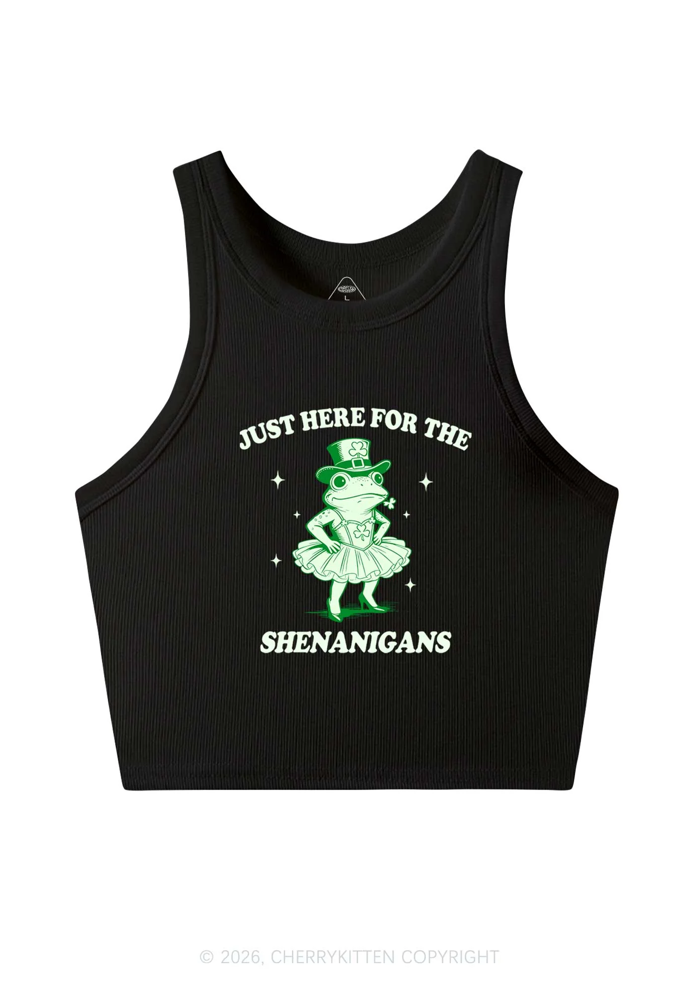 Just Here For The Shenanigans St Patricks Y2K Crop Tank Top Cherrykitten - Image 4