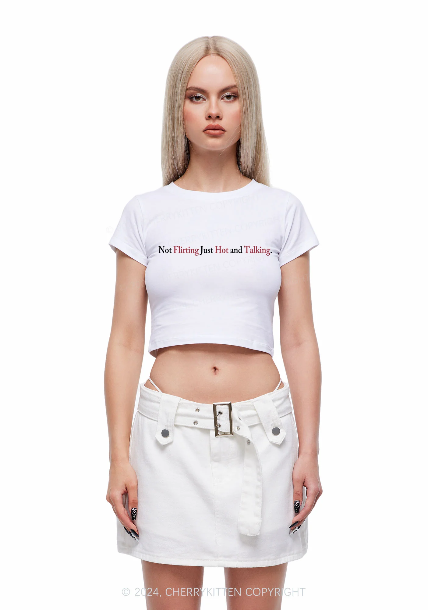 Just Hot And Talking Y2k Baby Tee - Image 2