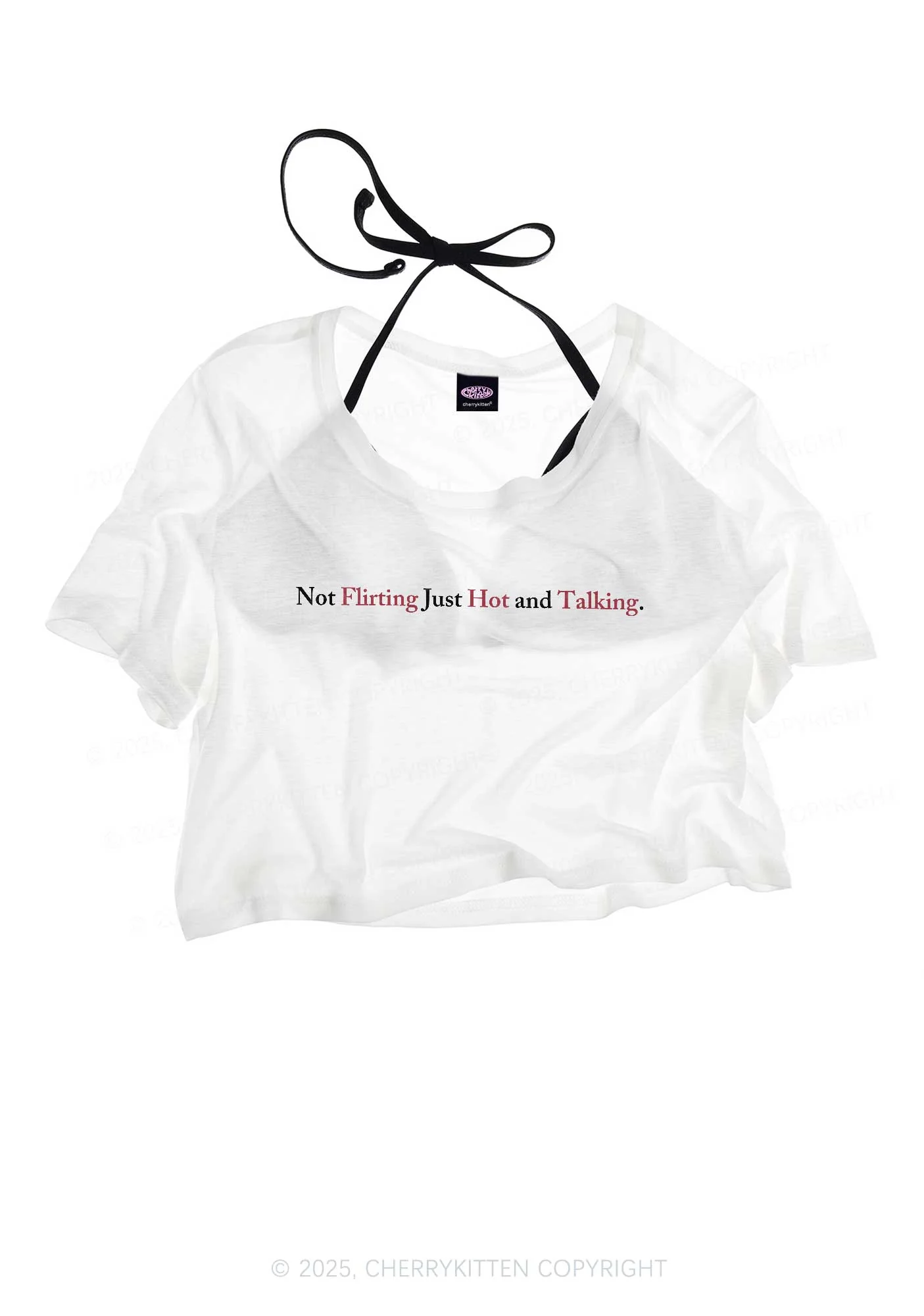 Just Hot And Talking Y2K Sheer Crop Tee Cherrykitten - Image 3