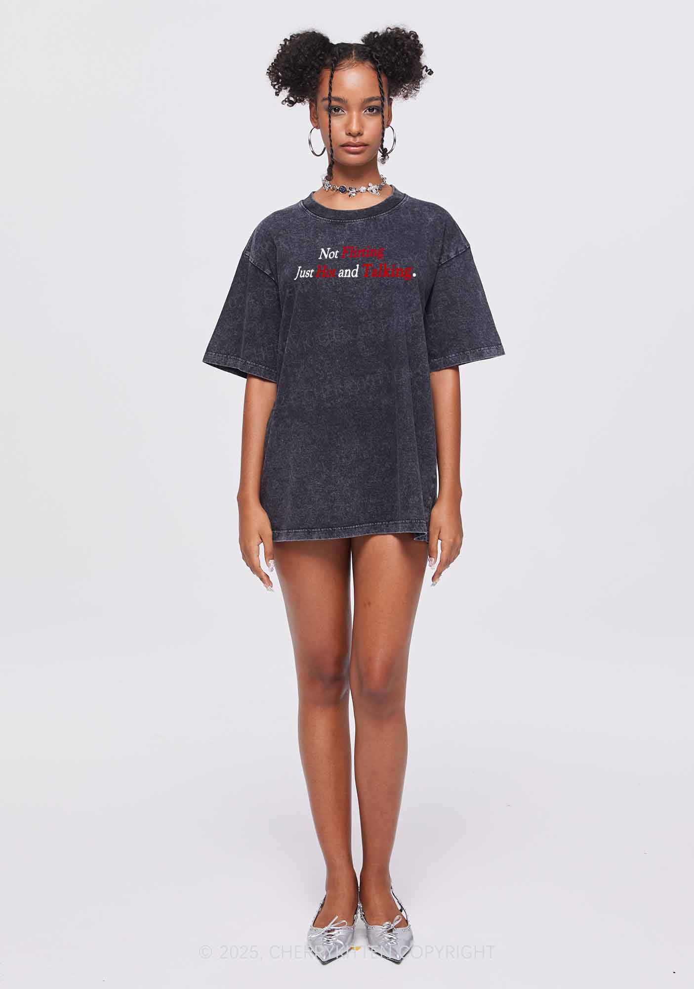 Just Hot And Talking Y2K Washed Tee Cherrykitten - Image 2