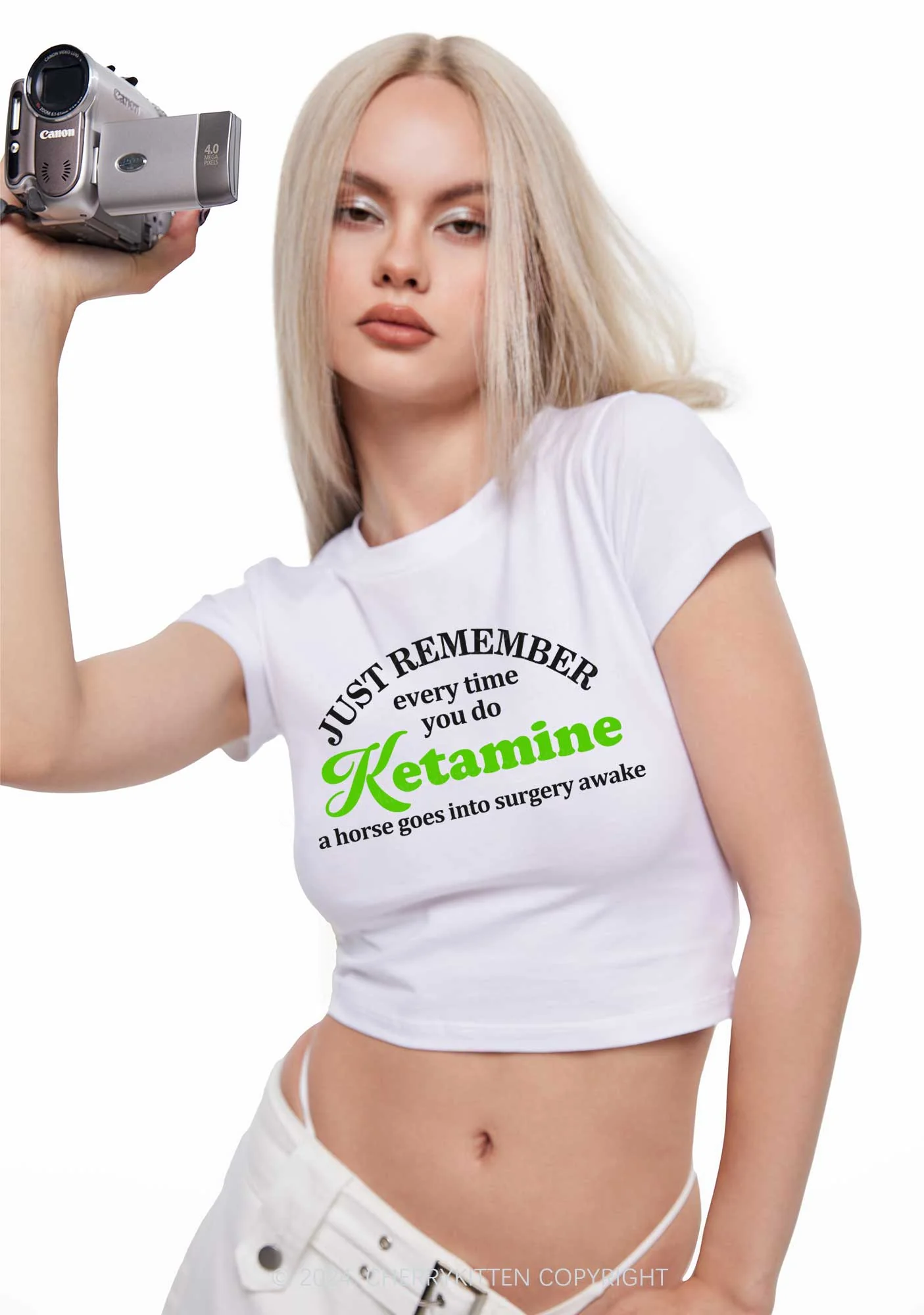 Just Remember K Horse Y2K Baby Tee Cherrykitten - Image 2