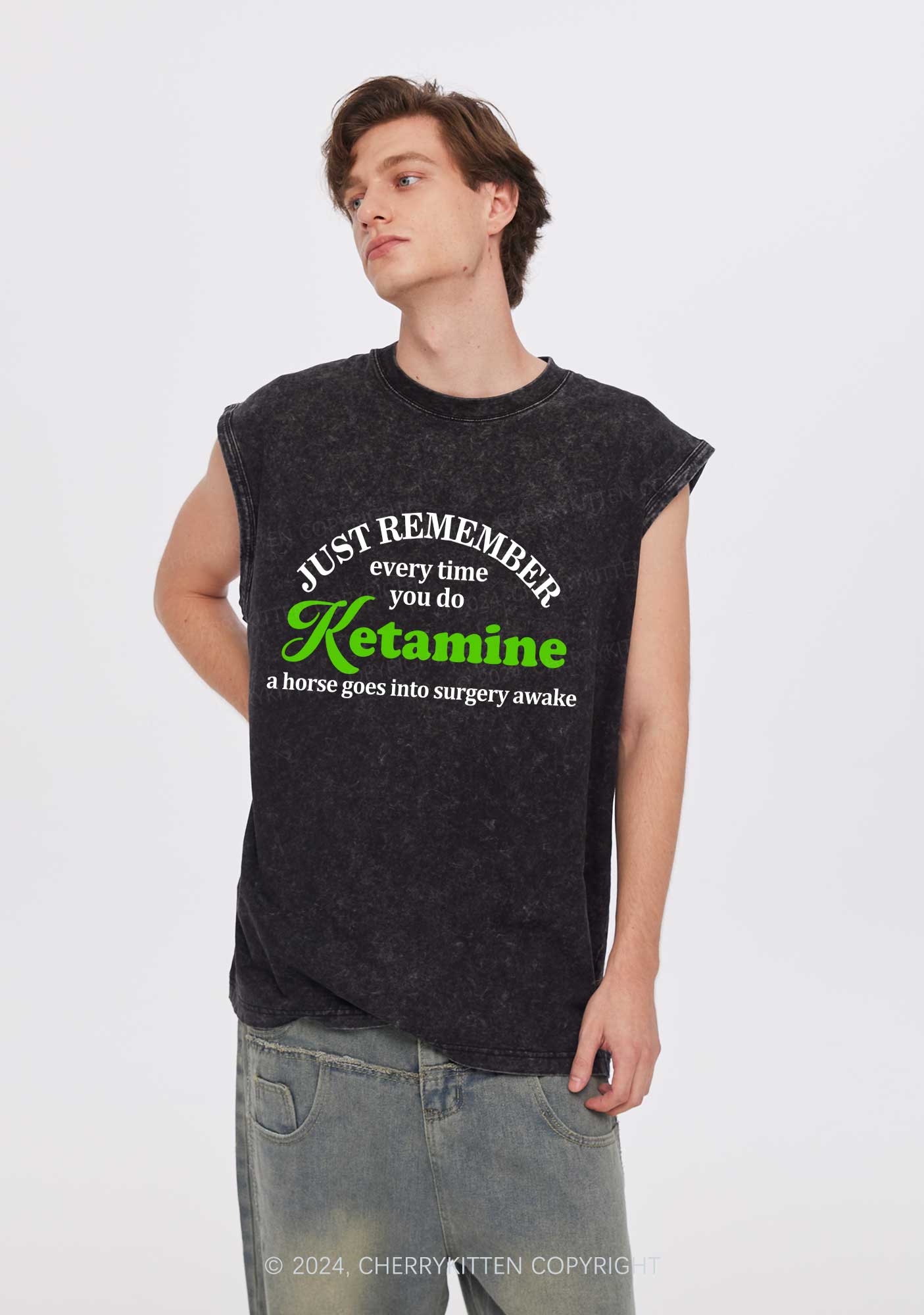 Just Remember K Horse Y2K Washed Tank Cherrykitten - Image 2
