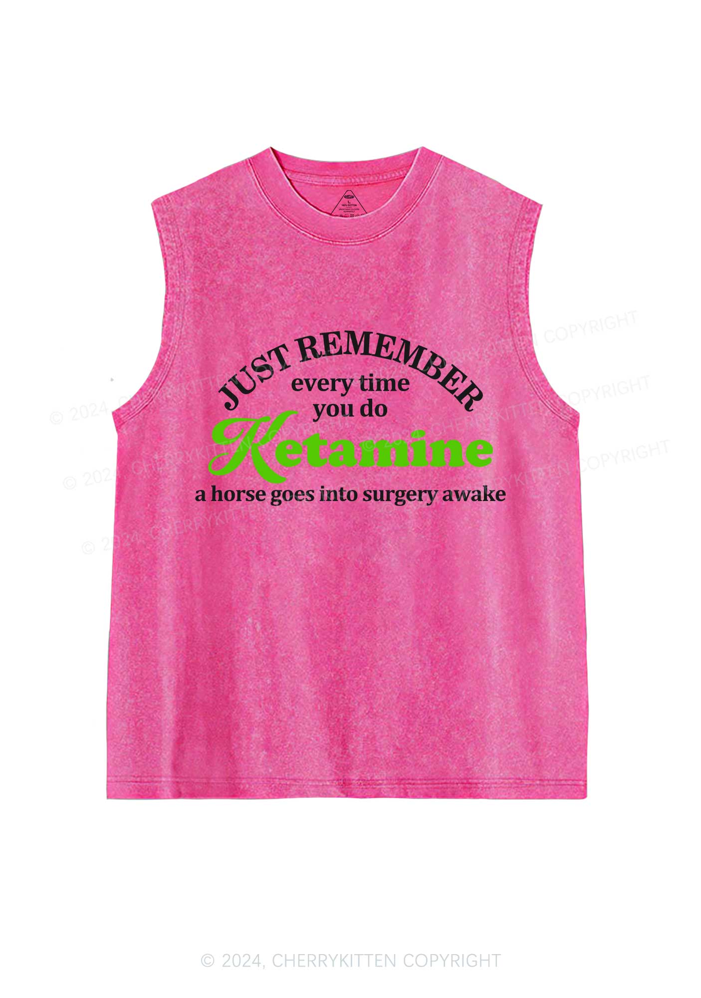 Just Remember K Horse Y2K Washed Tank Cherrykitten - Image 3