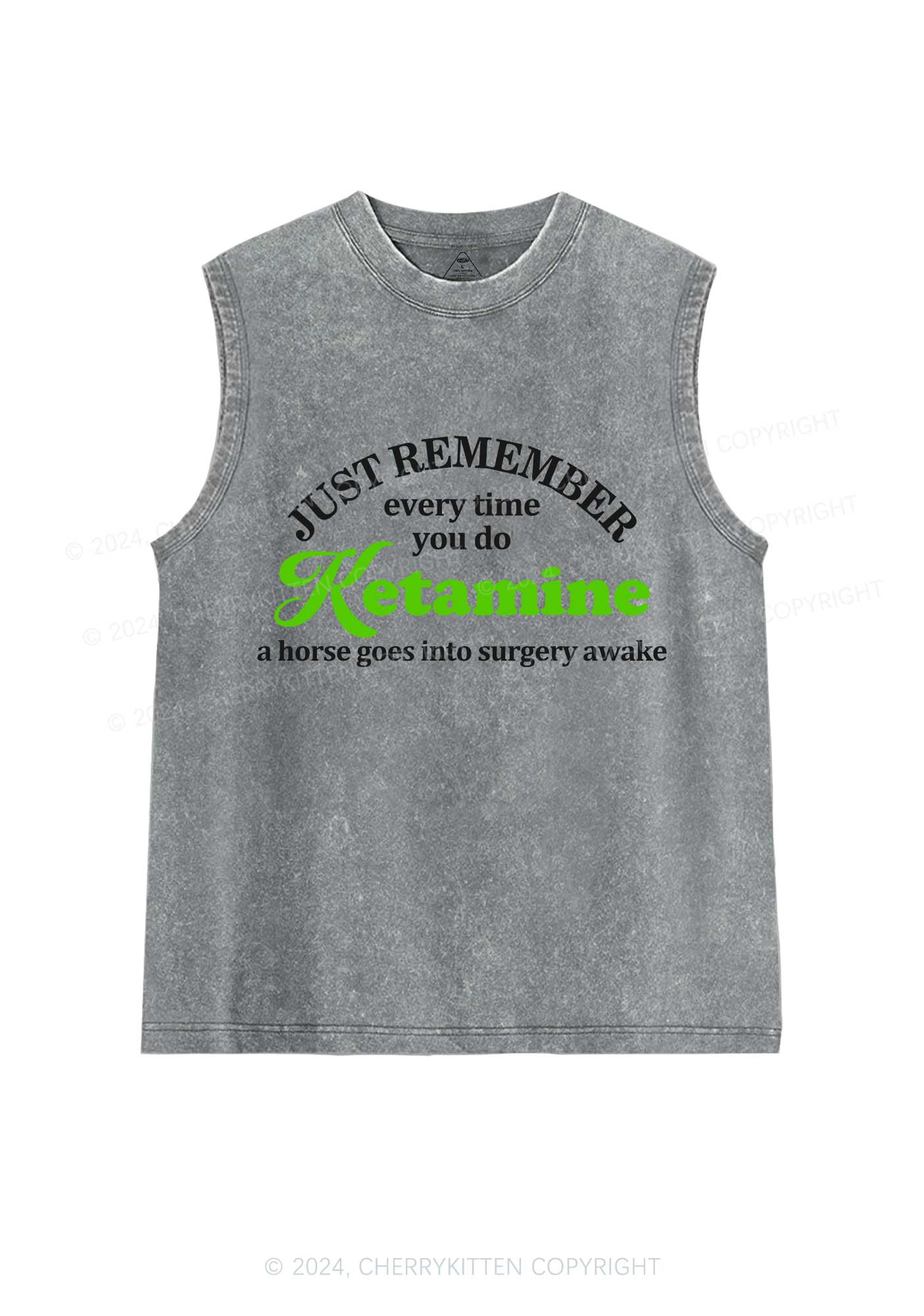 Just Remember K Horse Y2K Washed Tank Cherrykitten - Image 5