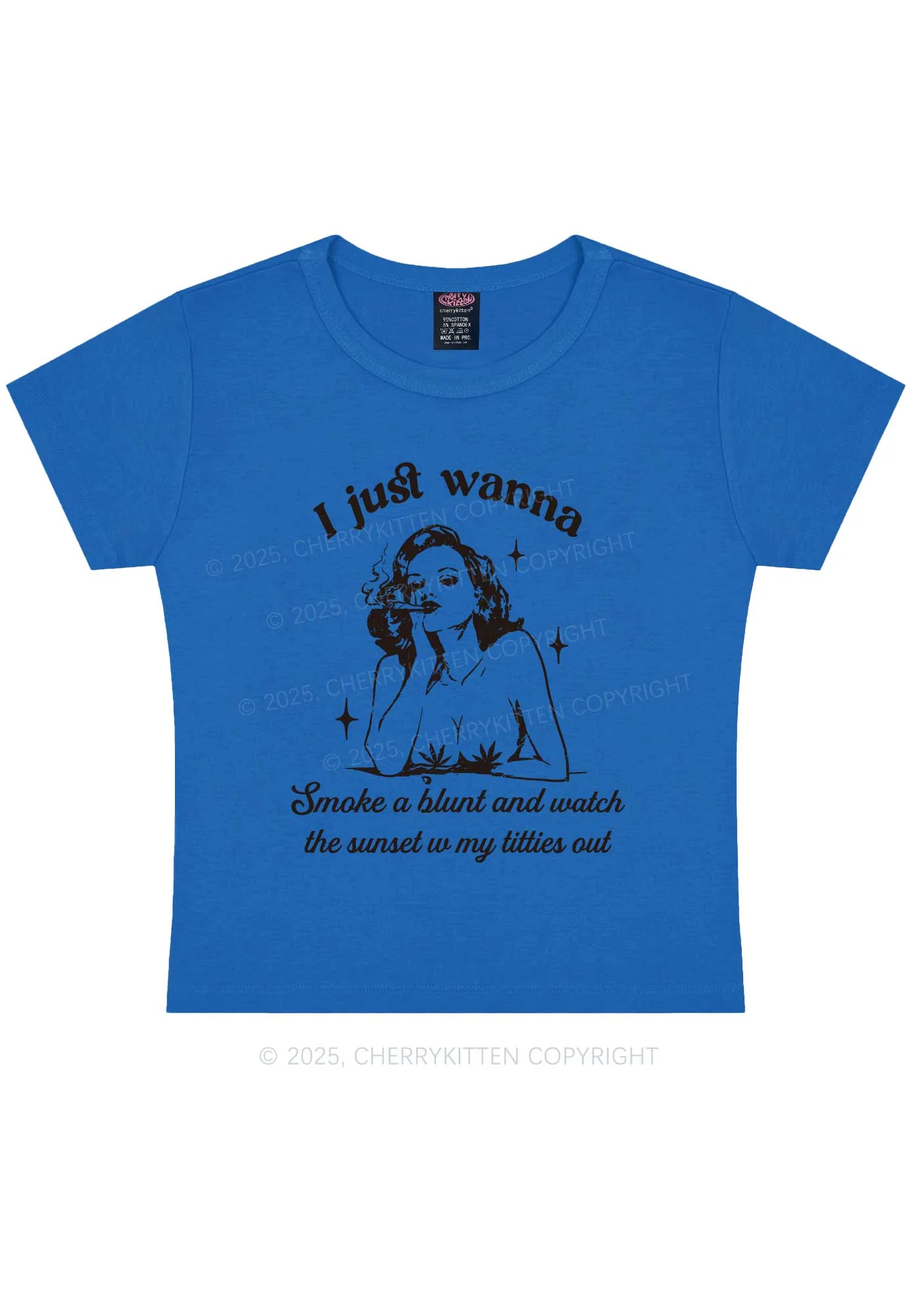 Just Wanna Smoke A Blunt Y2K Baby Tee Cherrykitten - Image 10