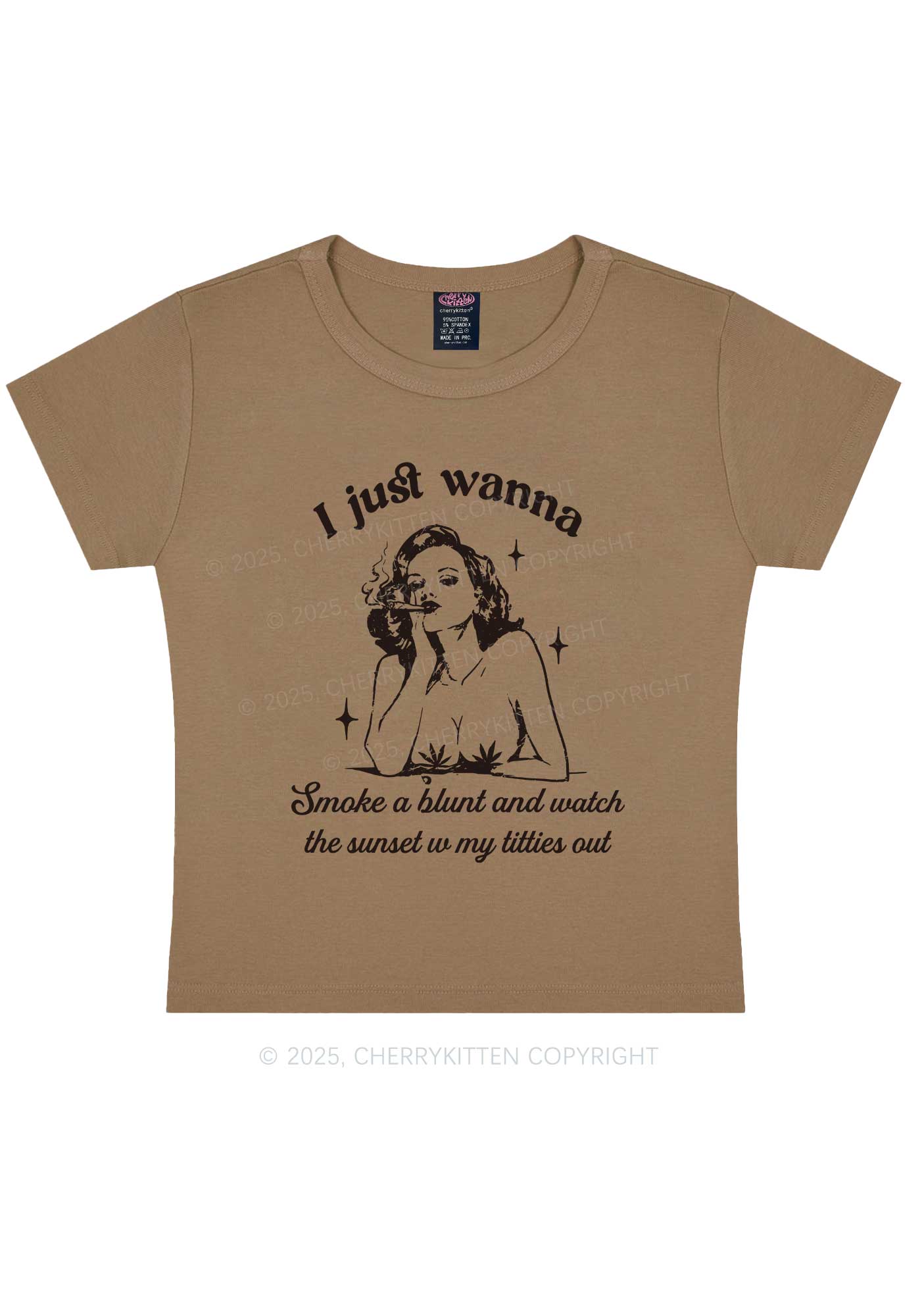 Just Wanna Smoke A Blunt Y2K Baby Tee Cherrykitten - Image 11