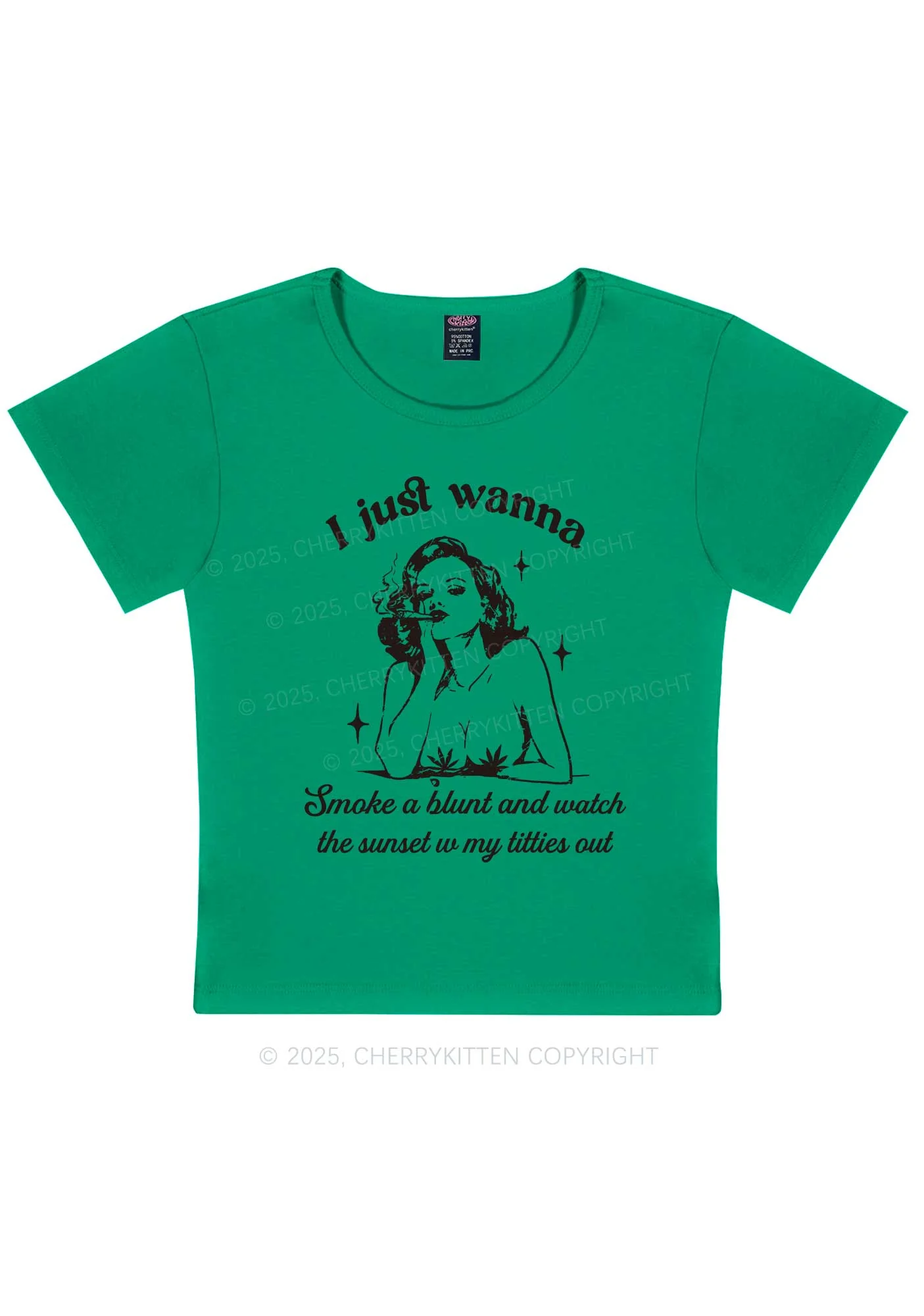 Just Wanna Smoke A Blunt Y2K Baby Tee Cherrykitten - Image 12