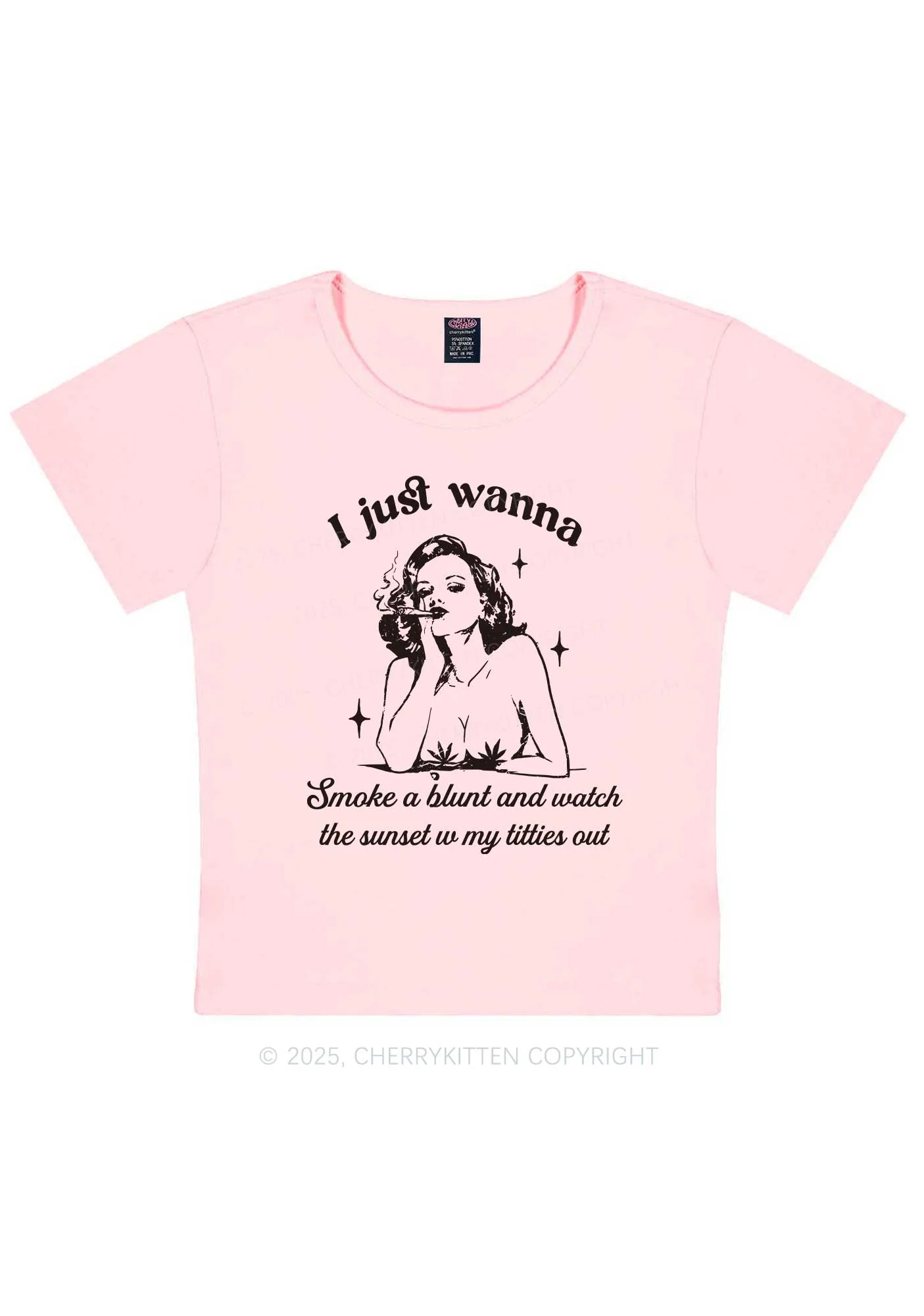 Just Wanna Smoke A Blunt Y2K Baby Tee Cherrykitten - Image 13