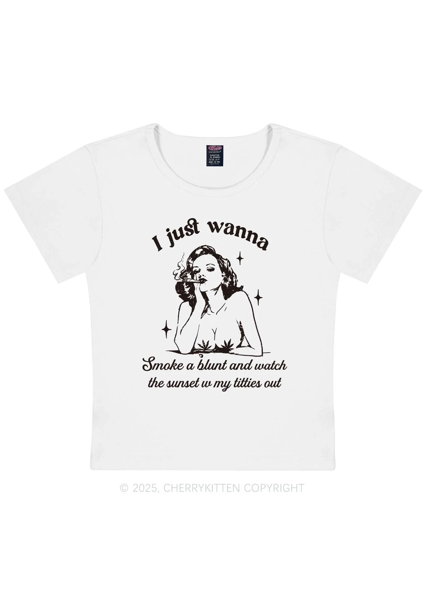 Just Wanna Smoke A Blunt Y2K Baby Tee Cherrykitten - Image 5