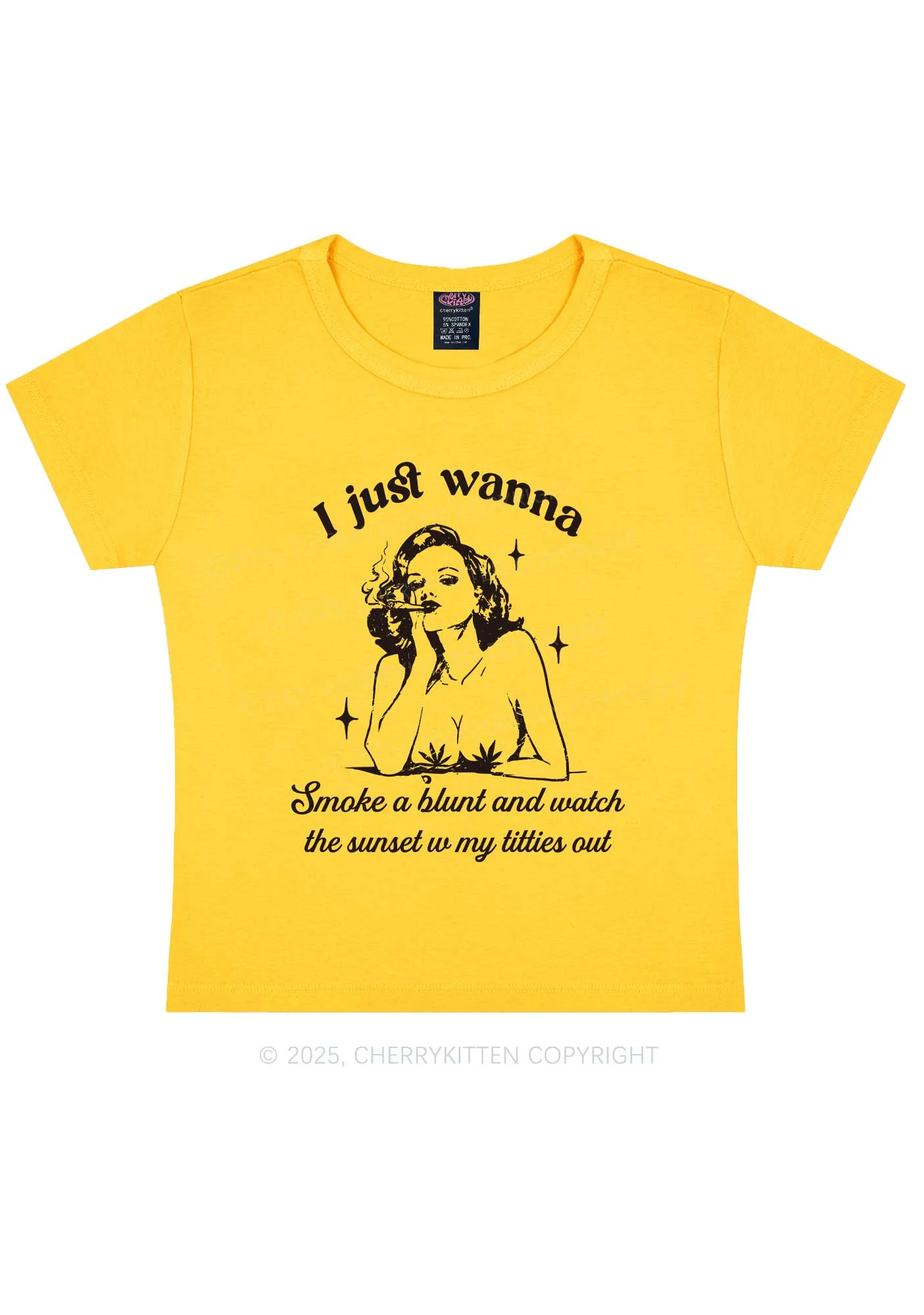 Just Wanna Smoke A Blunt Y2K Baby Tee Cherrykitten - Image 6