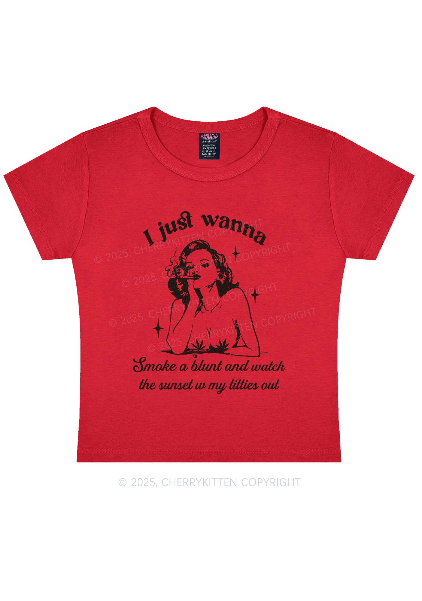 Just Wanna Smoke A Blunt Y2K Baby Tee Cherrykitten - Image 7
