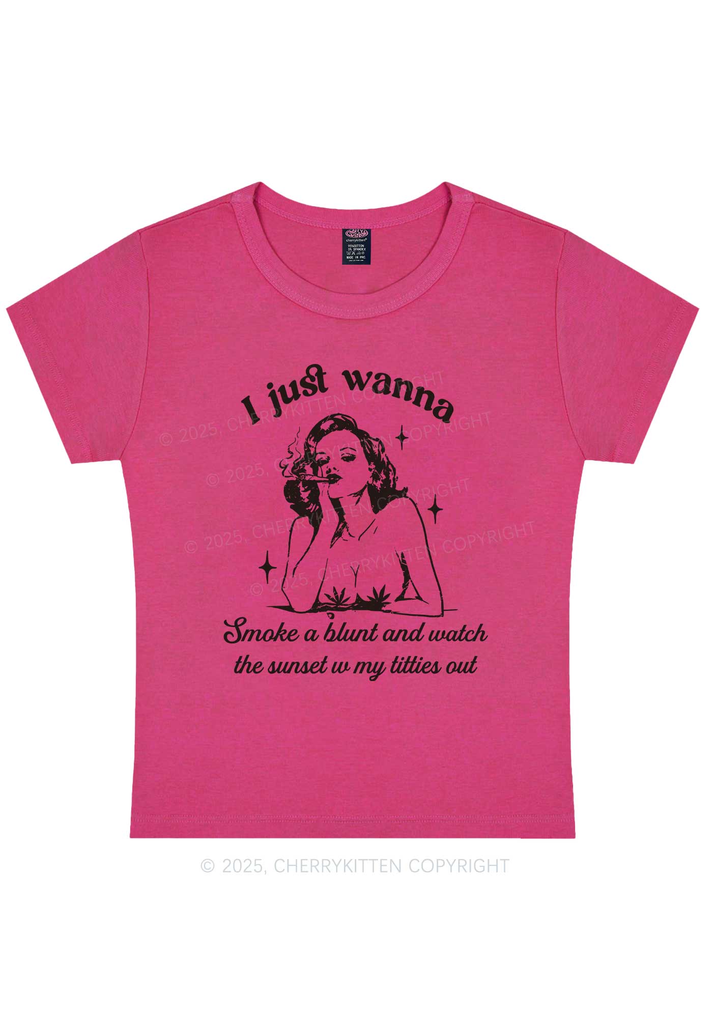 Just Wanna Smoke A Blunt Y2K Baby Tee Cherrykitten - Image 9