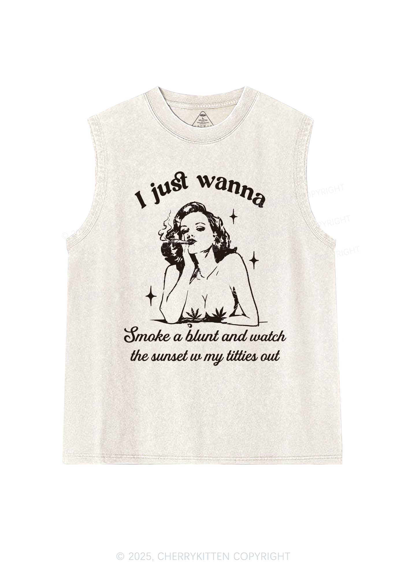 Just Wanna Smoke A Blunt Y2K Washed Tank Cherrykitten - Image 4