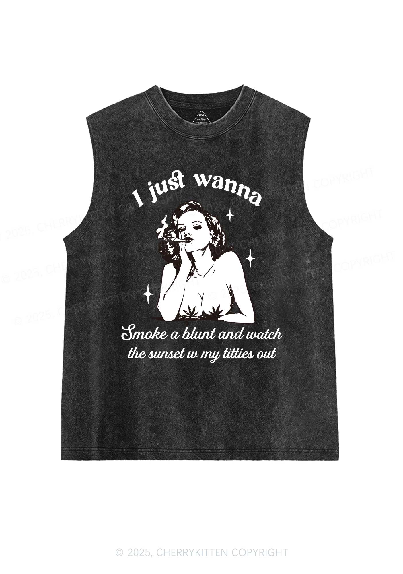 Just Wanna Smoke A Blunt Y2K Washed Tank Cherrykitten - Image 5