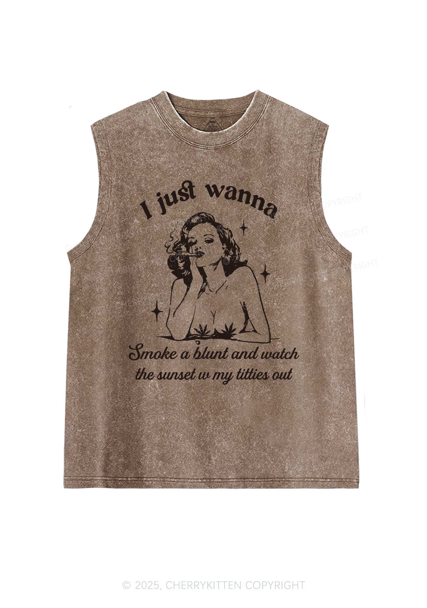 Just Wanna Smoke A Blunt Y2K Washed Tank Cherrykitten - Image 6