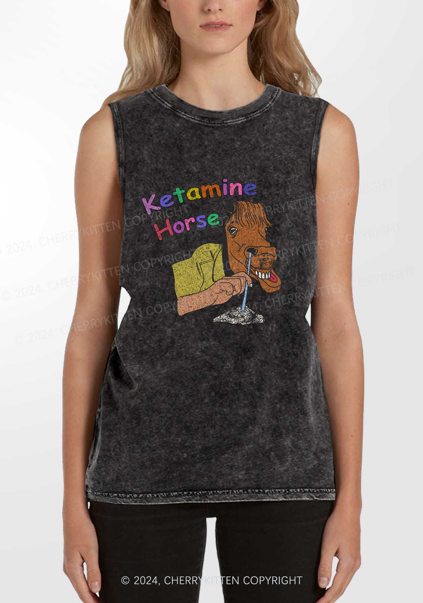 K Horse Y2K Washed Tank Cherrykitten - Image 2