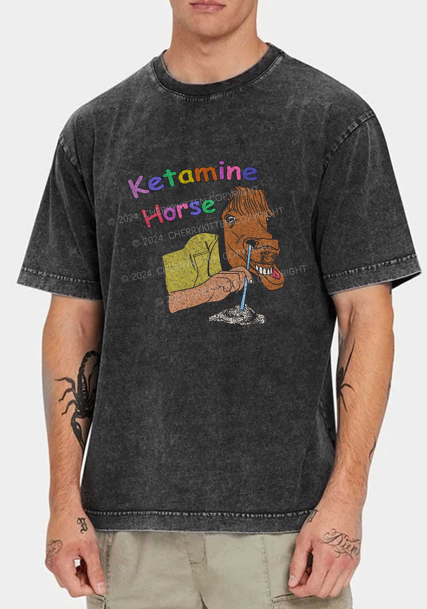 K Horse Y2K Washed Tee Cherrykitten - Image 2