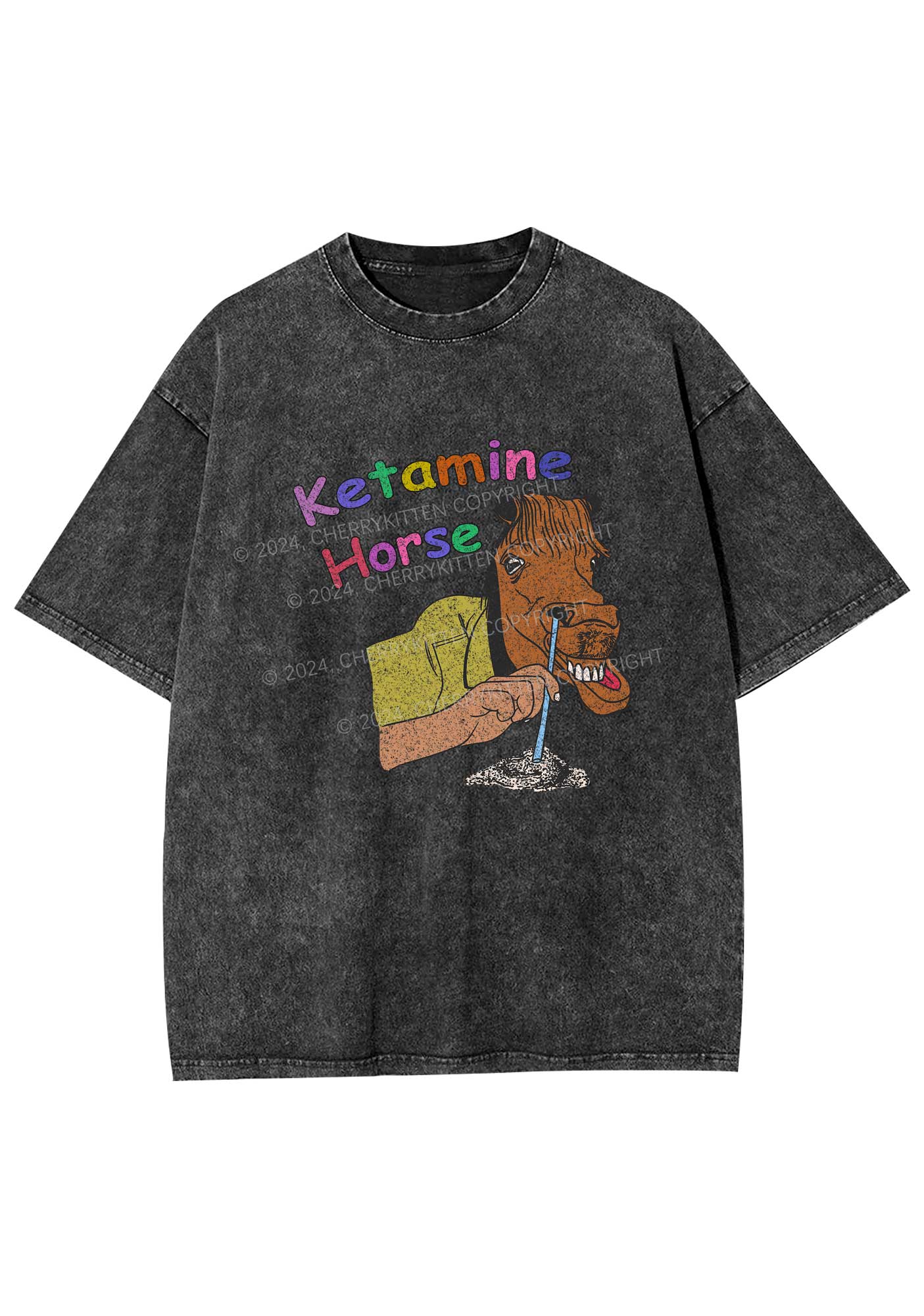 K Horse Y2K Washed Tee Cherrykitten - Image 3