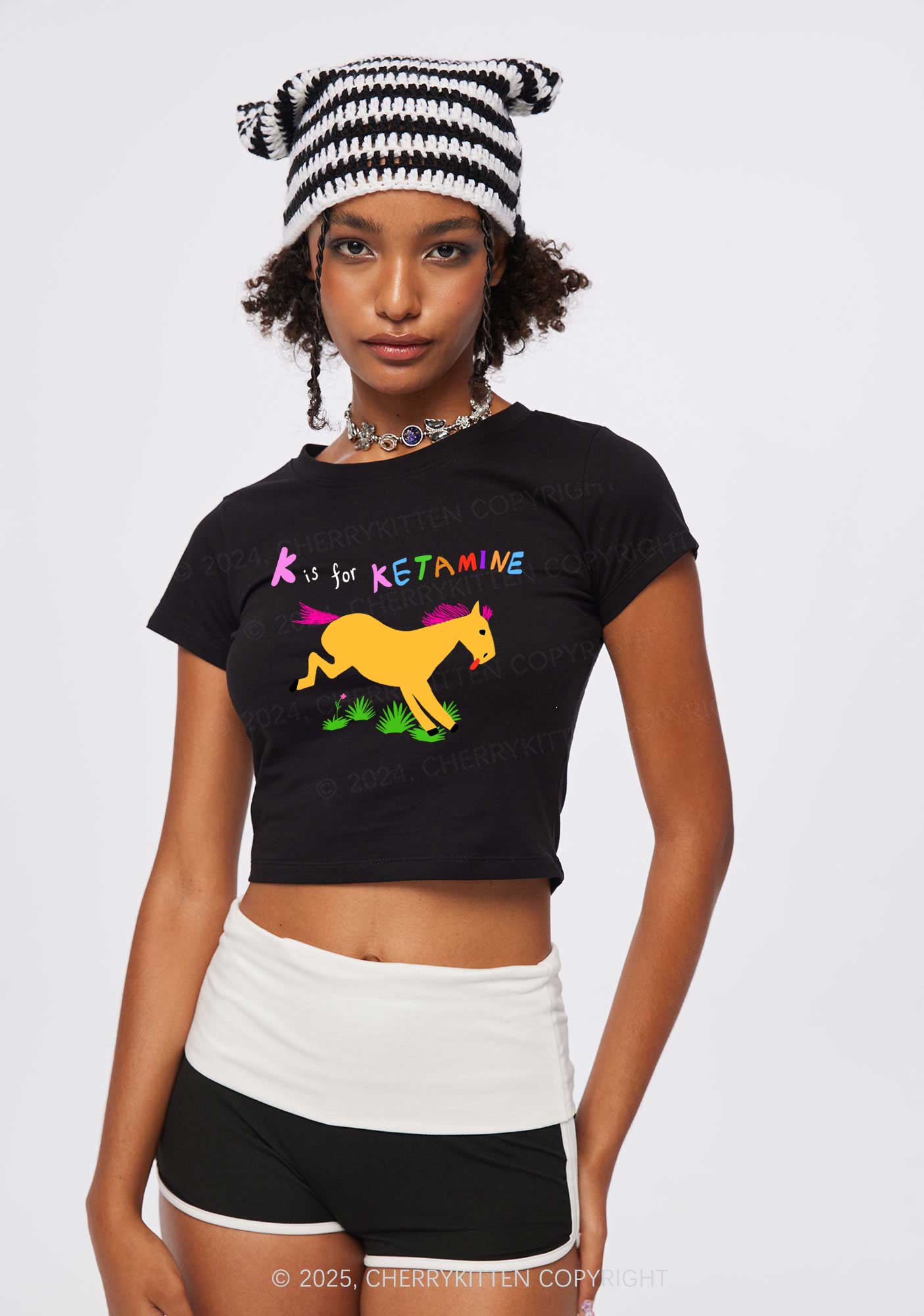 K Is For Pony Y2K Baby Tee Cherrykitten - Image 2