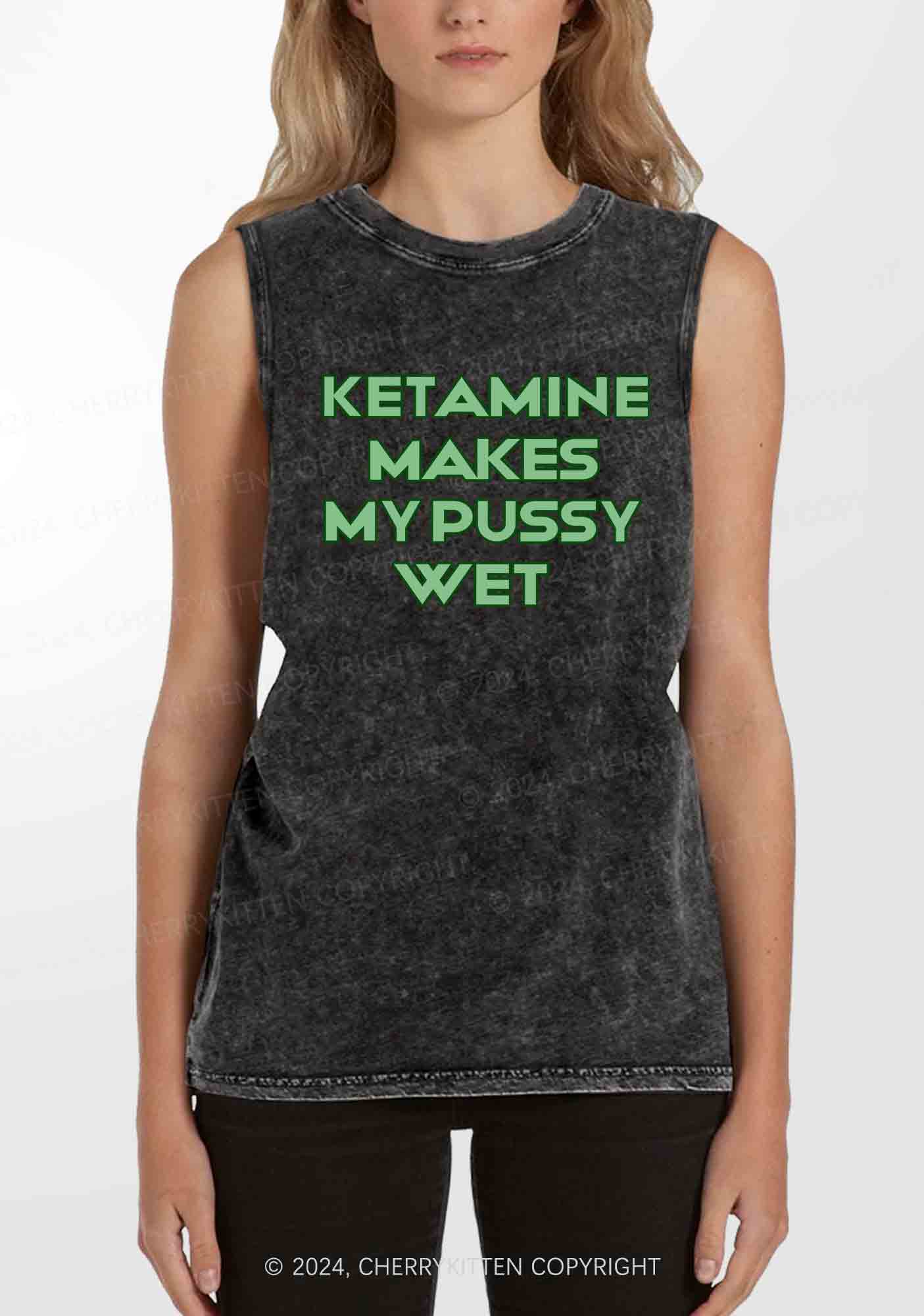K Makes My Puxxy Wet Y2K Washed Tank Cherrykitten - Image 2