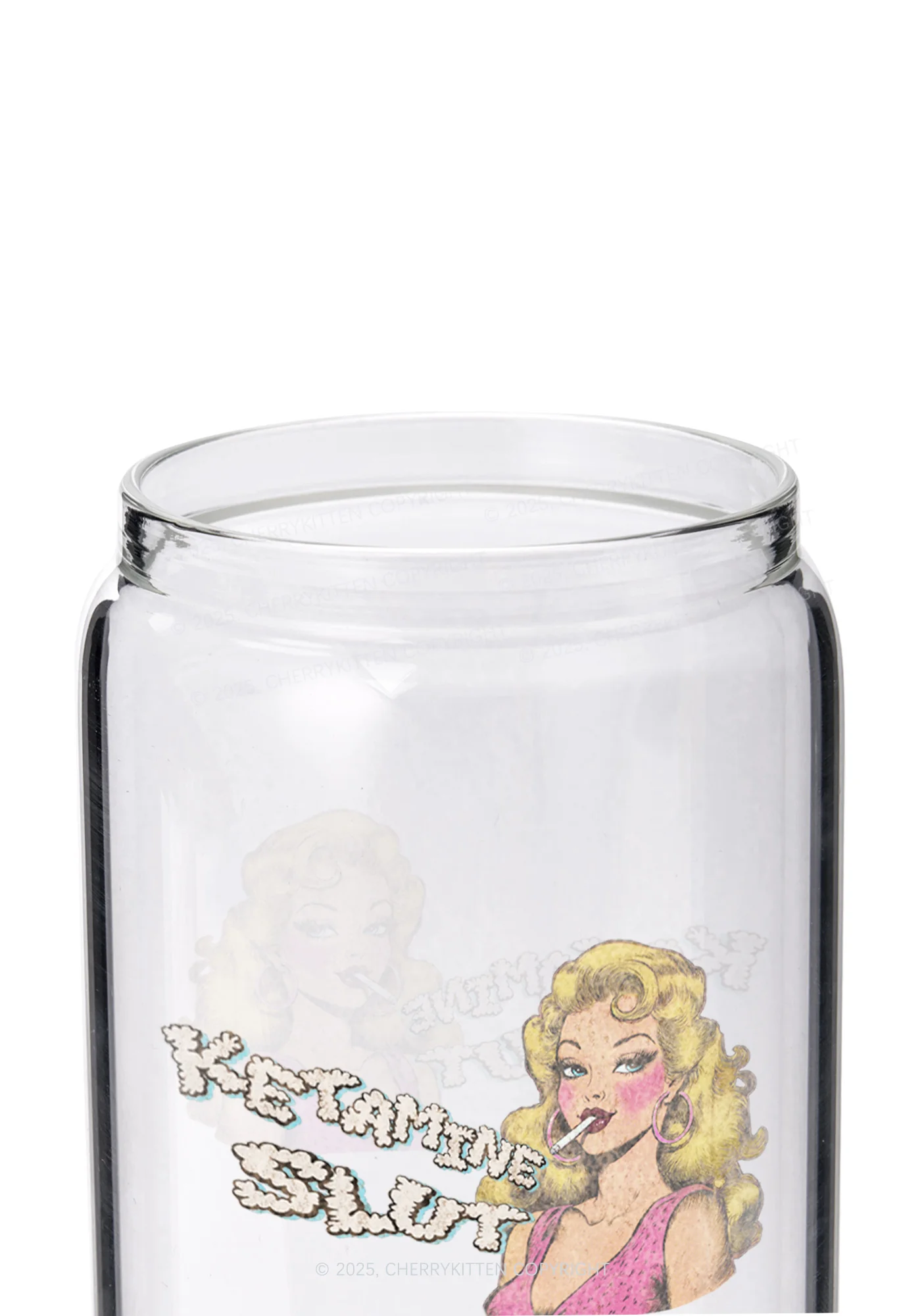 K Slxt Y2K Printed Glass Cup Cherrykitten - Image 2
