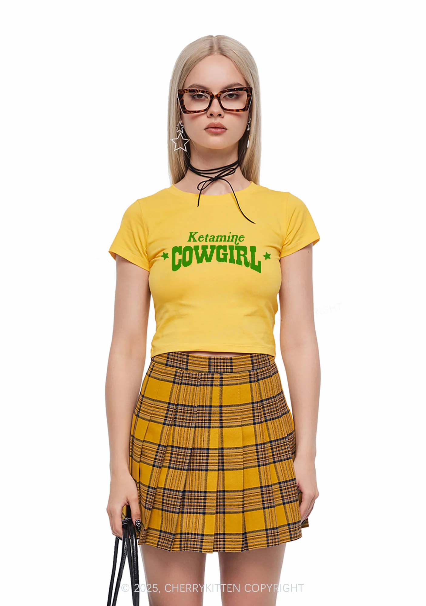 K Star Cowgirl Y2K Baby Tee Cherrykitten - Image 2