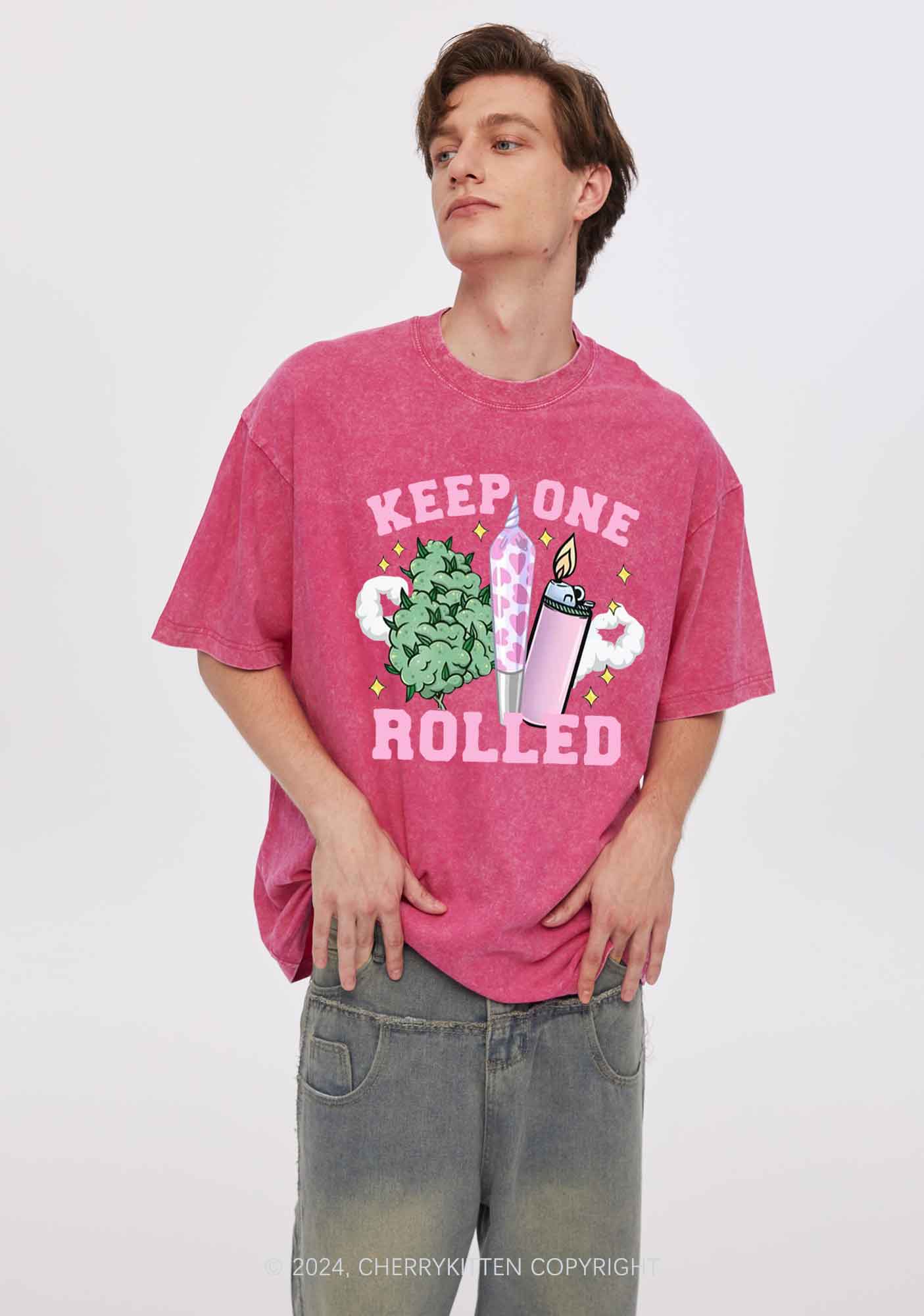 Keep One Rolled Y2K Washed Tee Cherrykitten - Image 2