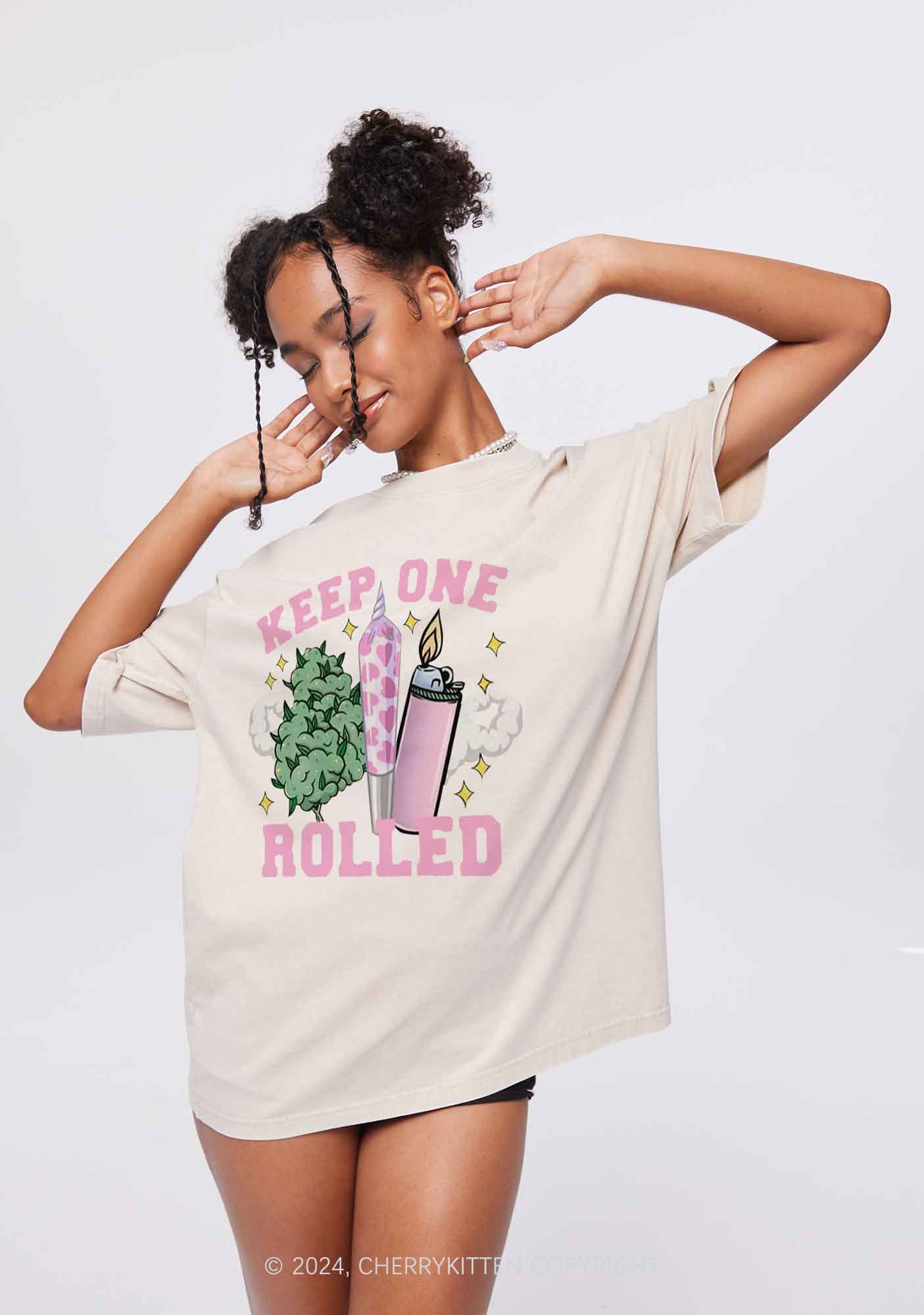 Keep One Rolled Y2K Washed Tee Cherrykitten - Image 3