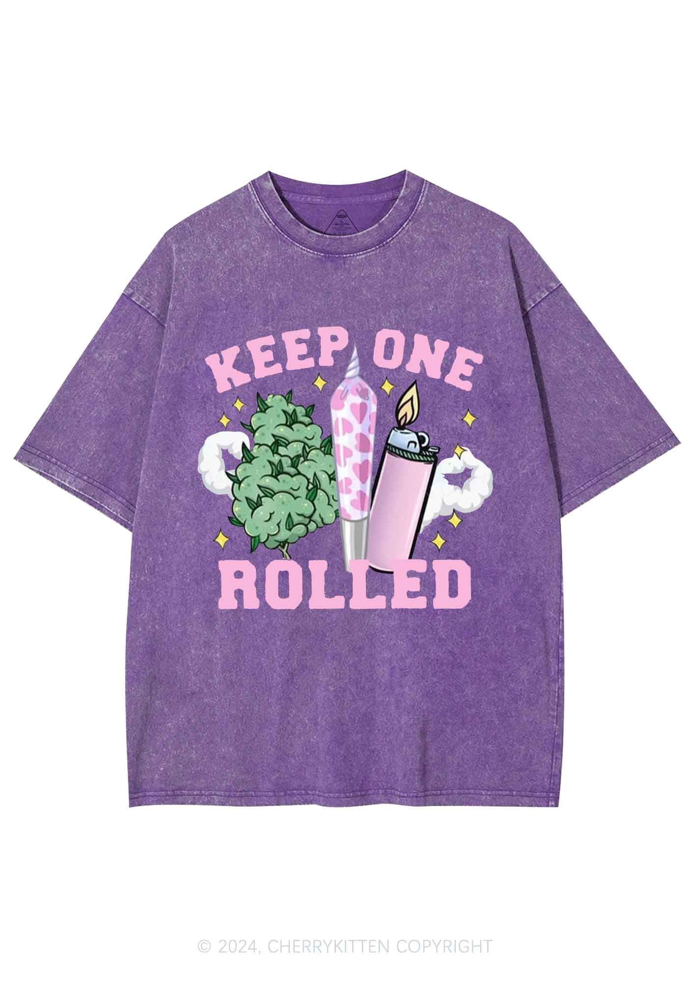 Keep One Rolled Y2K Washed Tee Cherrykitten - Image 5
