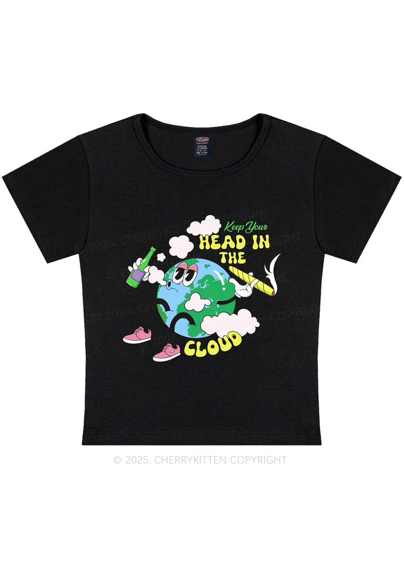 Keep Your Head In Cloud Y2K Baby Tee Cherrykitten - Image 3