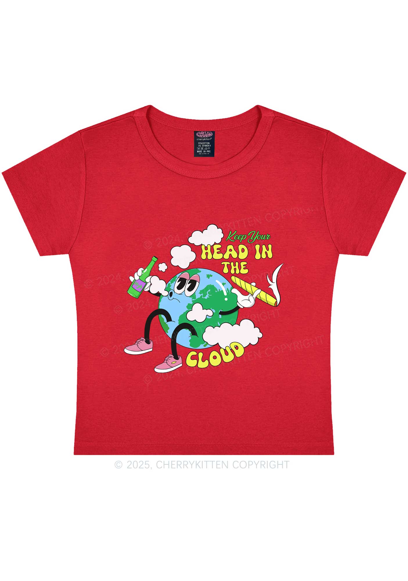 Keep Your Head In Cloud Y2K Baby Tee Cherrykitten - Image 4