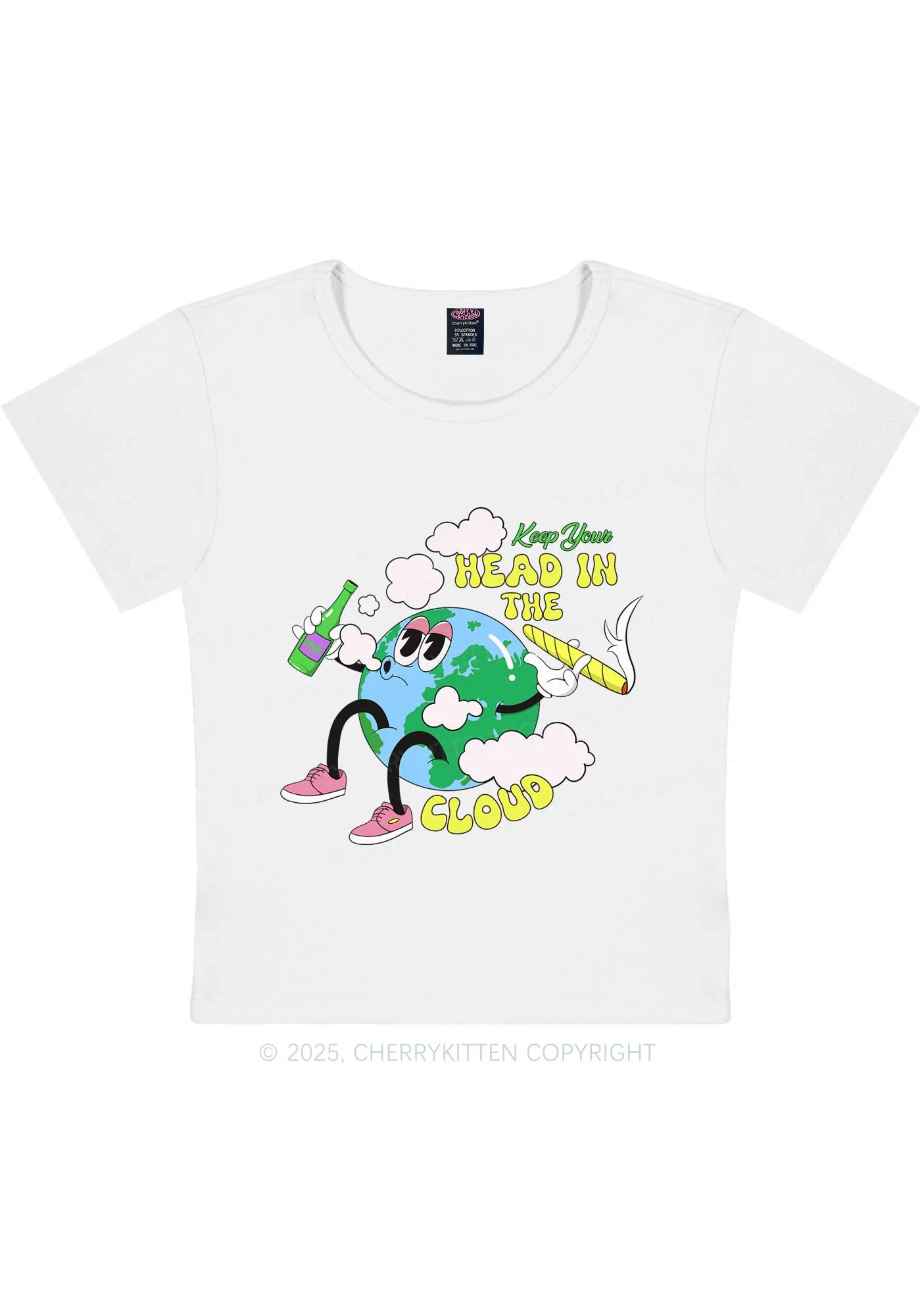 Keep Your Head In Cloud Y2K Baby Tee Cherrykitten - Image 5