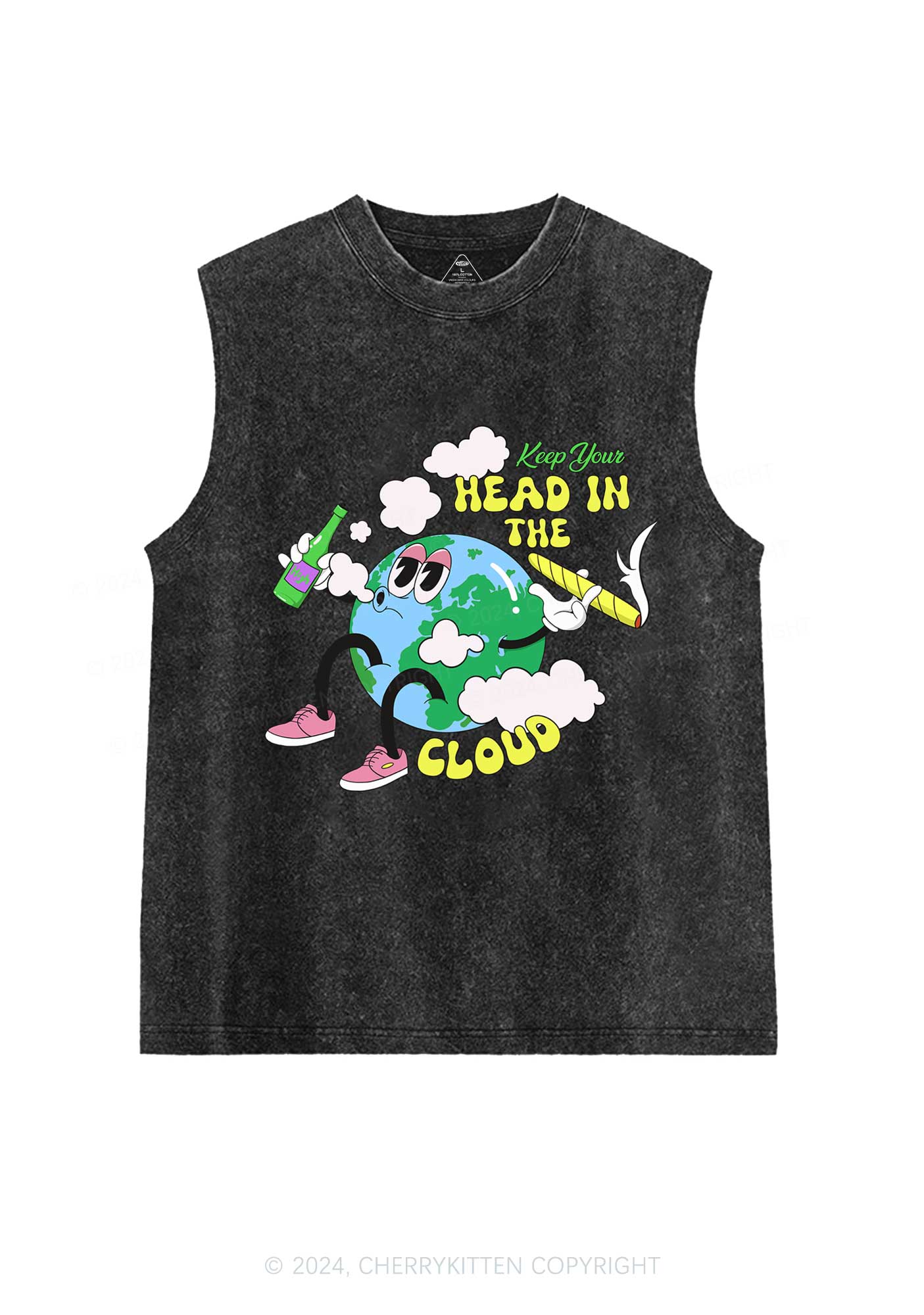 Keep Your Head In Cloud Y2K Washed Tank Cherrykitten - Image 3