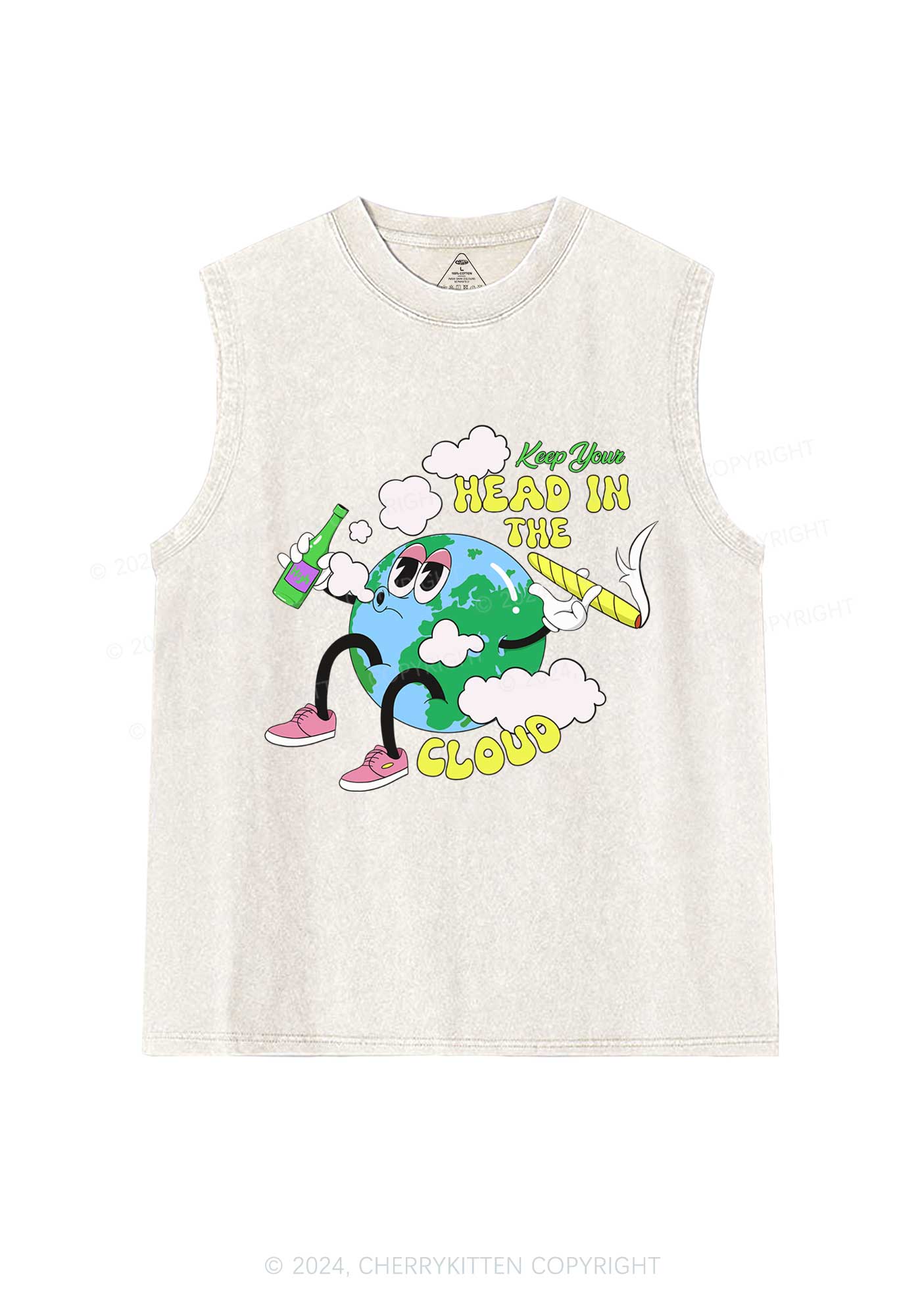 Keep Your Head In Cloud Y2K Washed Tank Cherrykitten - Image 4