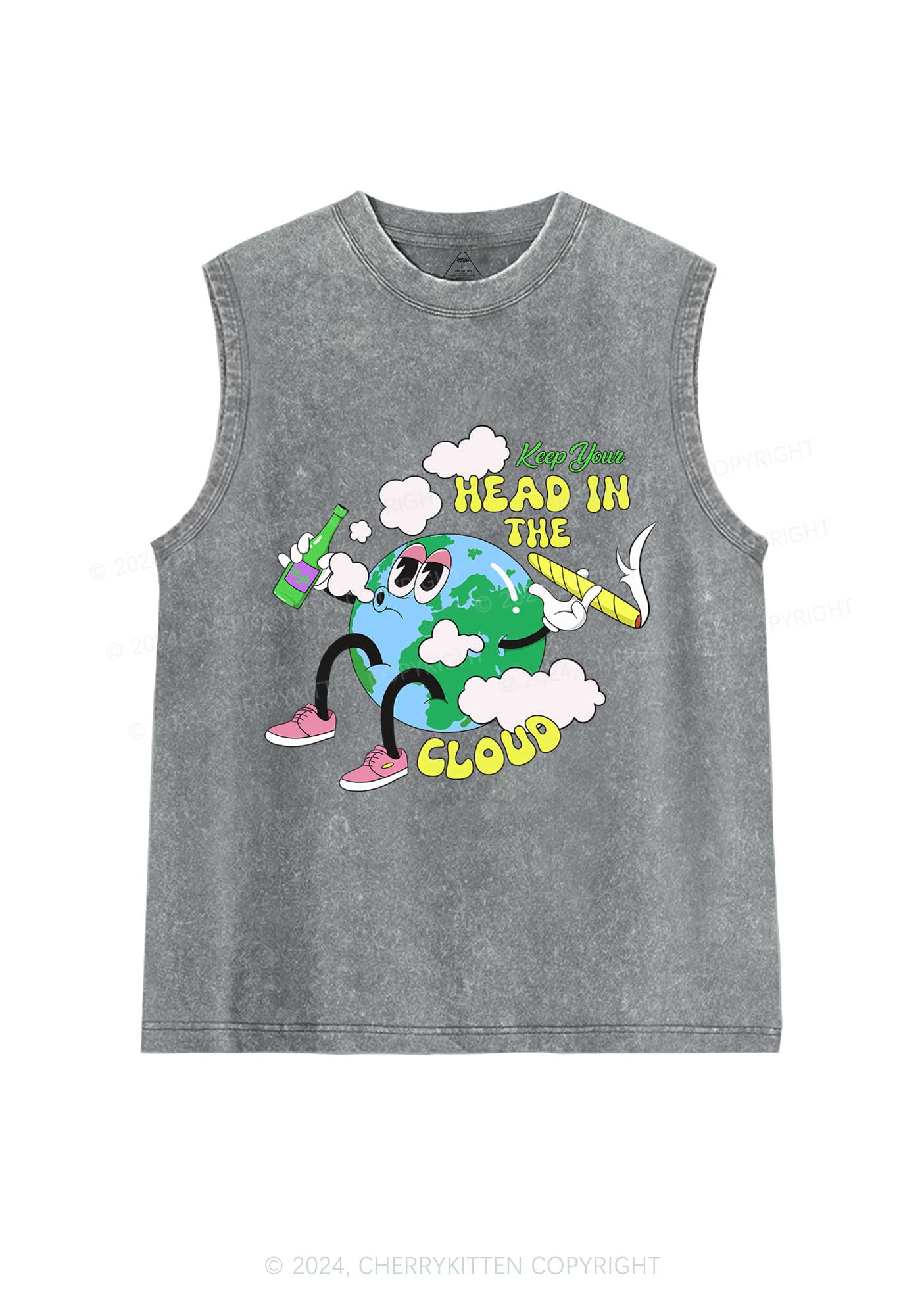 Keep Your Head In Cloud Y2K Washed Tank Cherrykitten - Image 6
